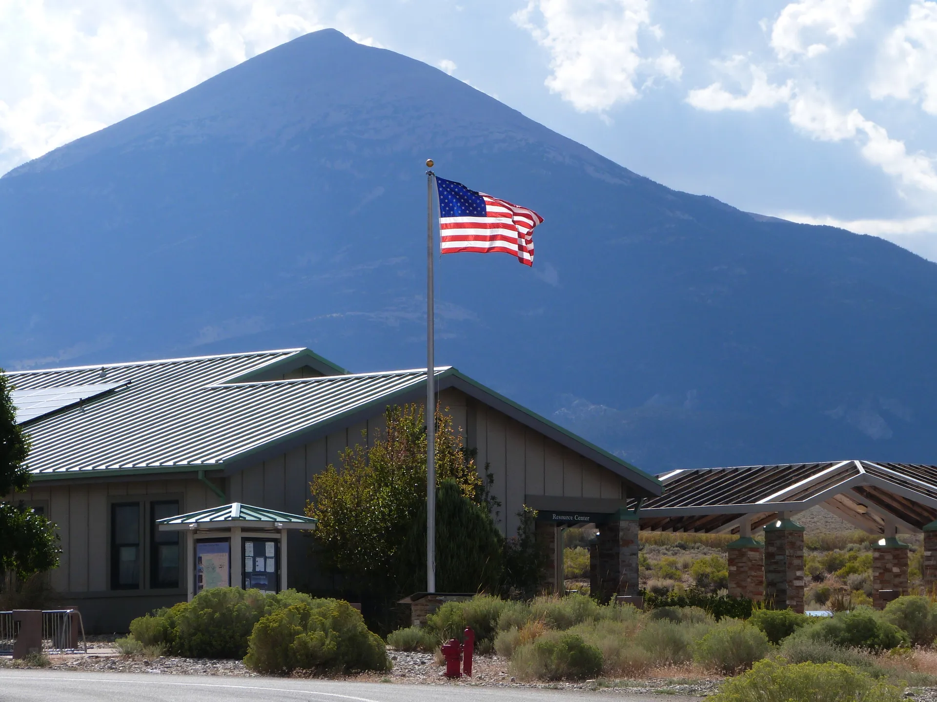 Great Basin National Park visitor center and Wheeler Peak in Baker, Nevada.