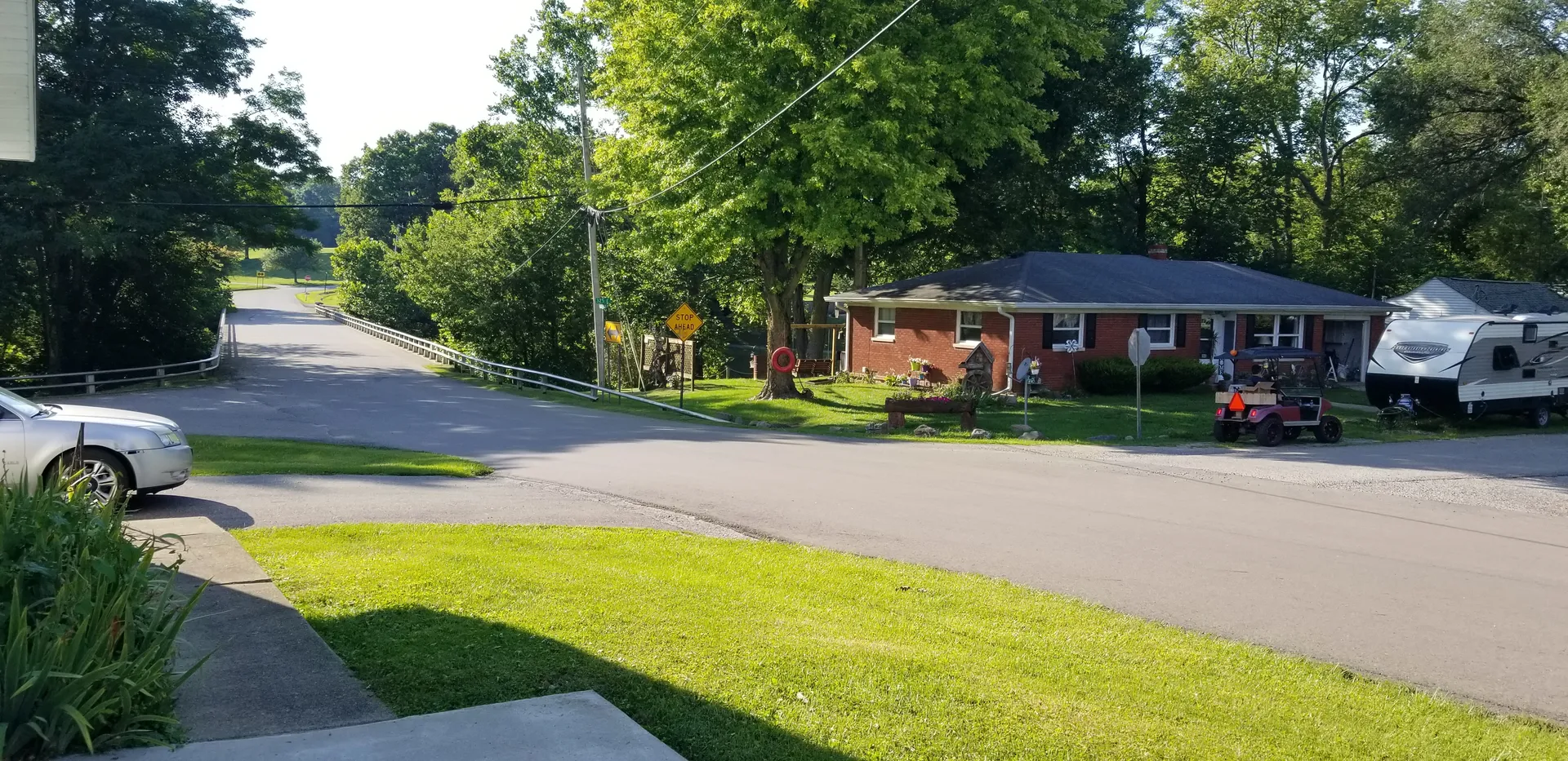 Residential street facing south in Geneva, Shelby County, Indiana.