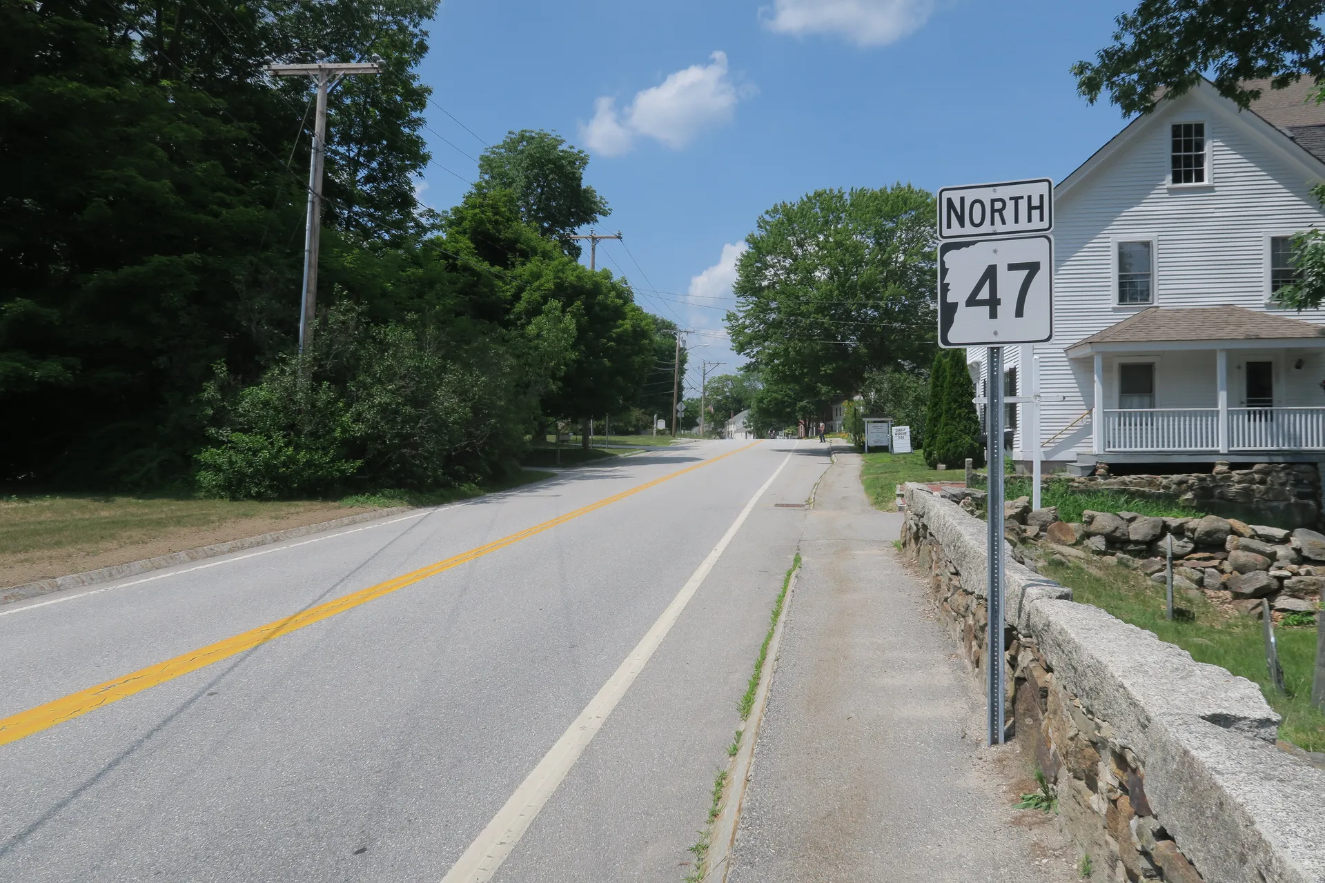 NH Route 47 heading north through Francestown, New Hampshire.