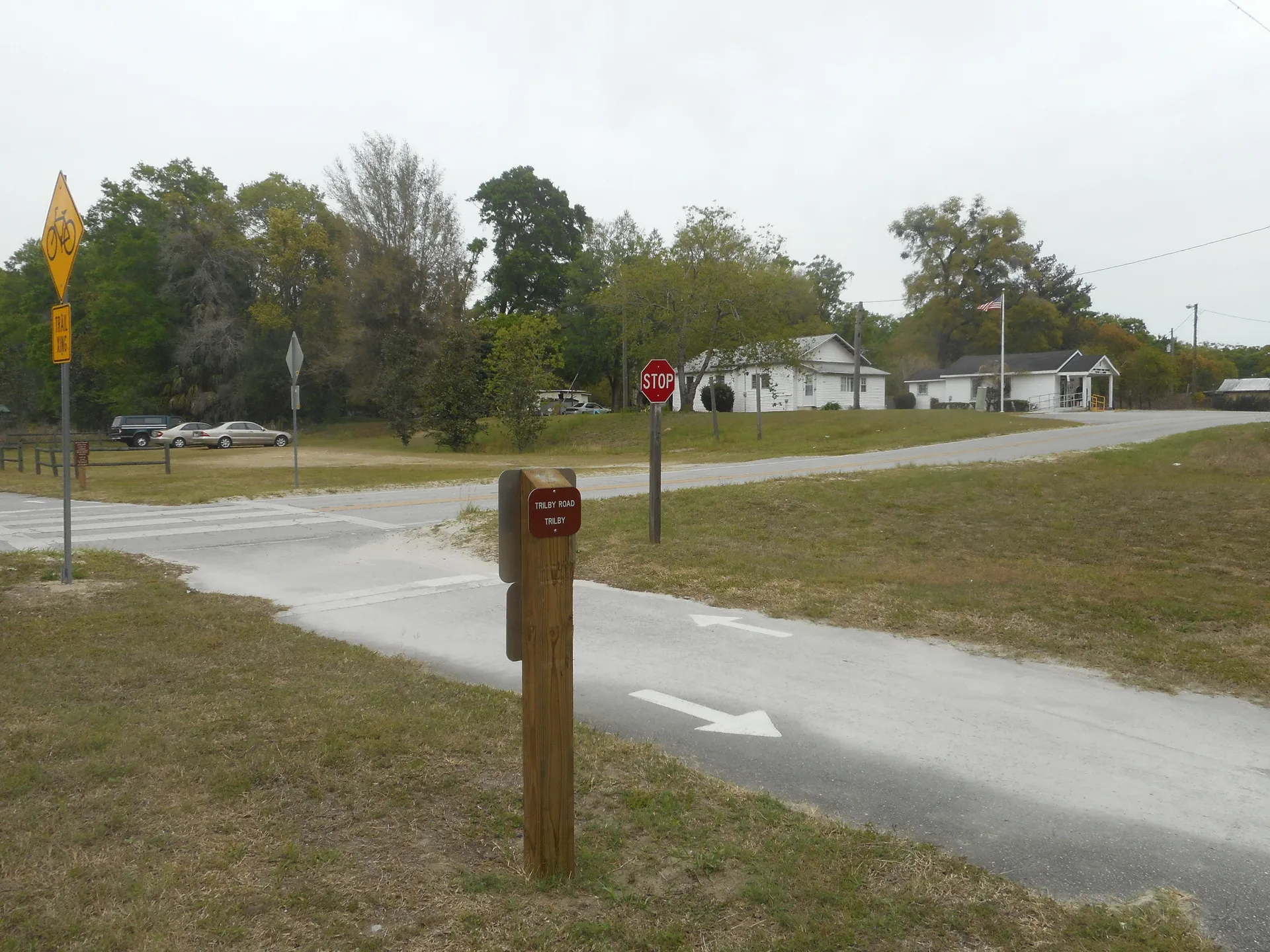 The Withlacoochee State Trail crossing at the Trilby Trailhead in Florida.
