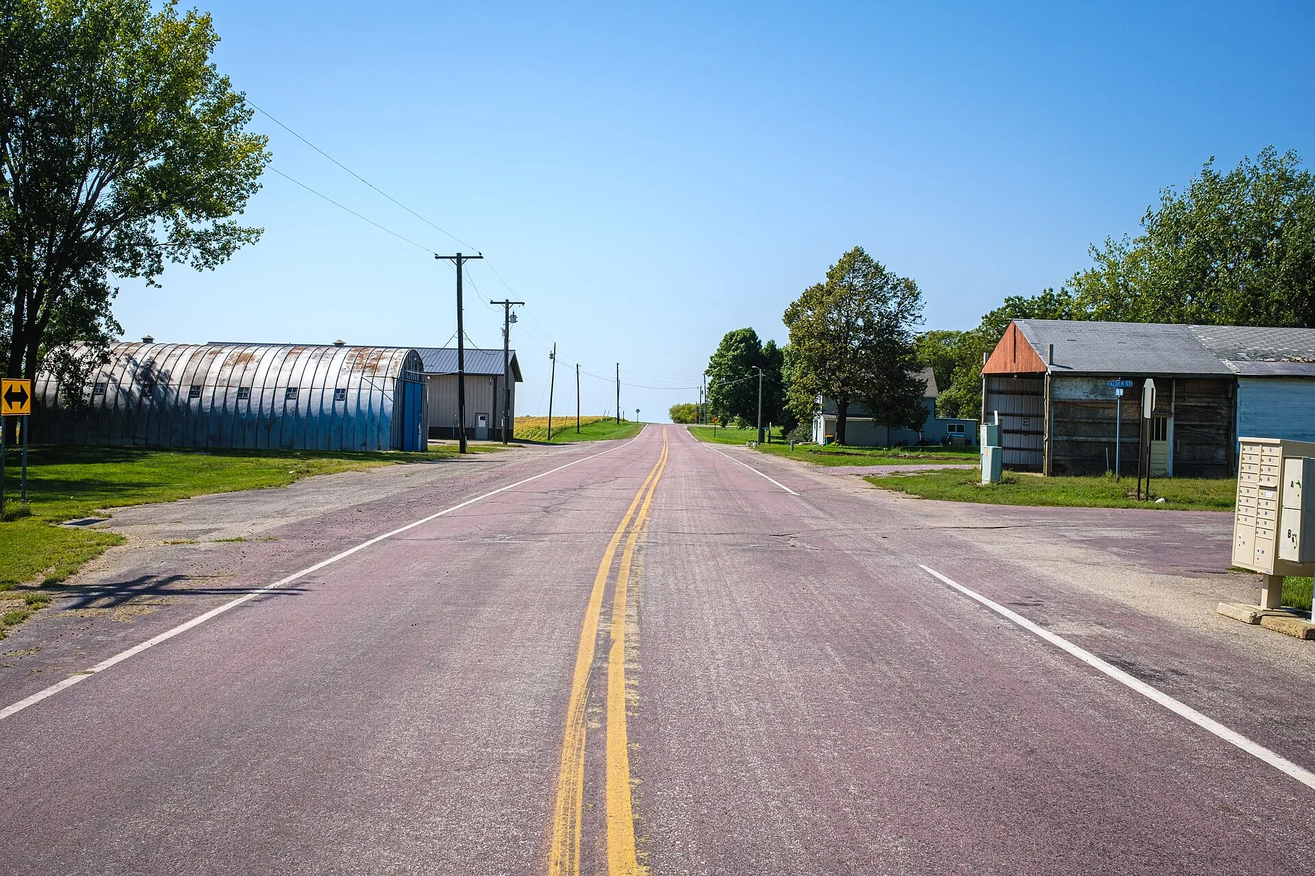 Main road through the small town of Wilder, Minnesota.