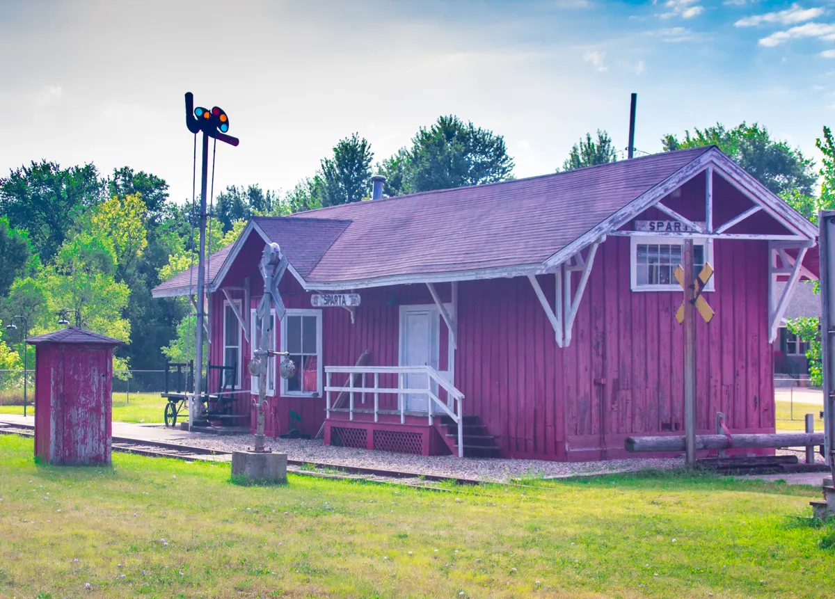 Historic Toledo, Saginaw and Muskegon Railroad Depot in Sparta, Michigan.