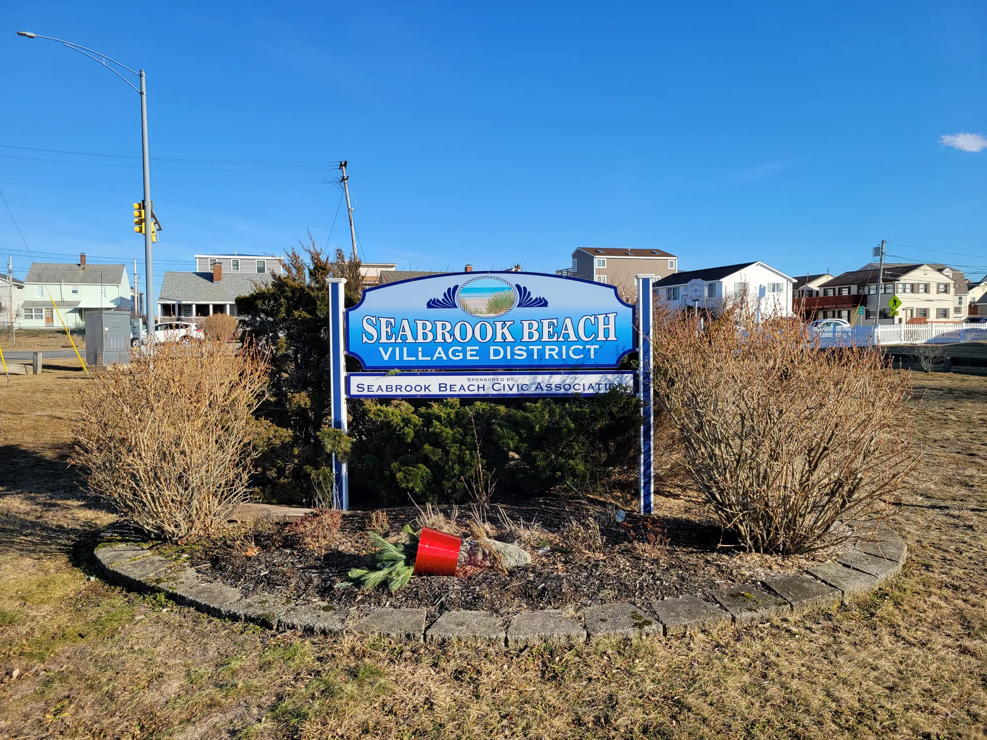 Seabrook Beach village sign in Seabrook Beach, New Hampshire.