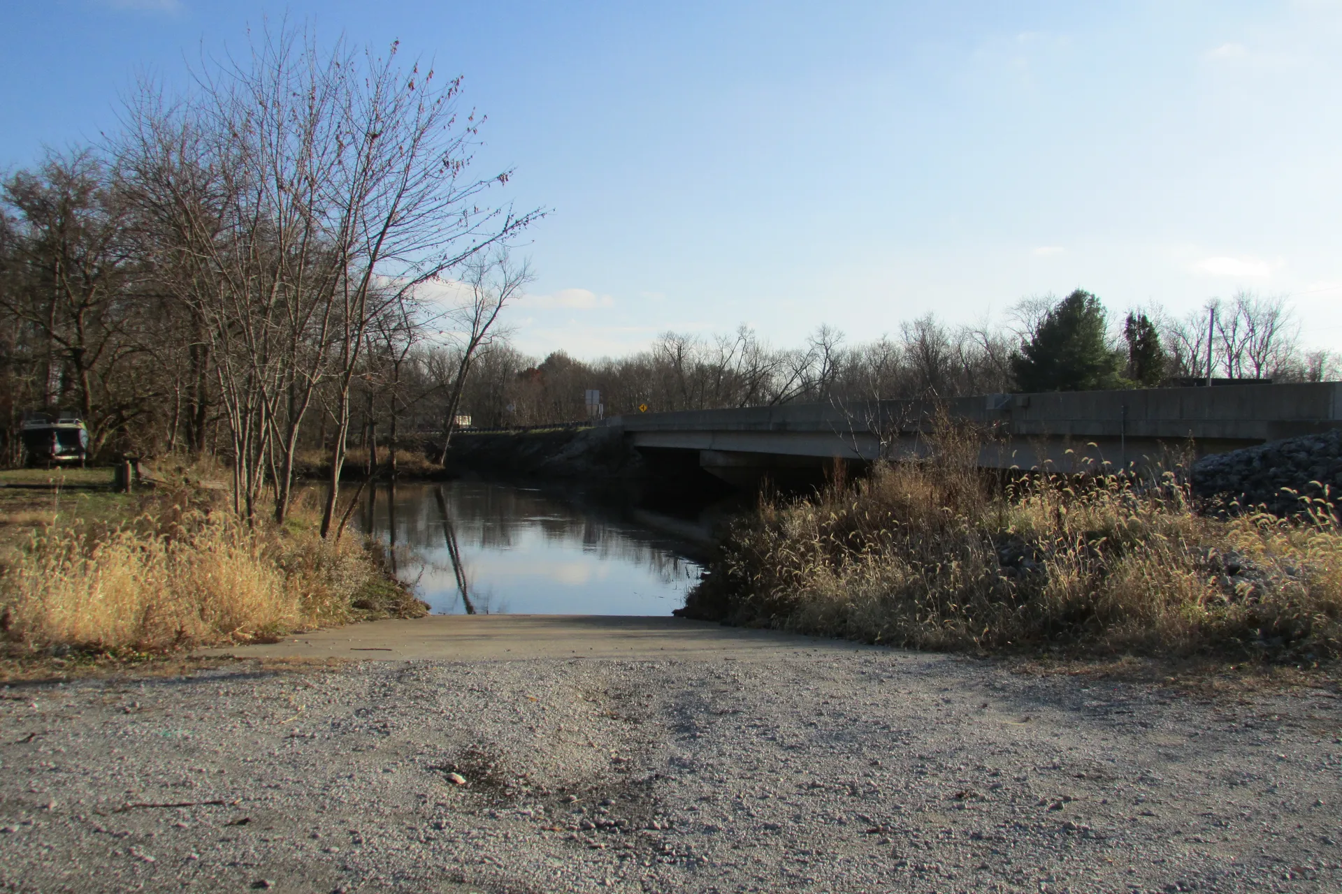 Creek and public access area in Shelby, Indiana.