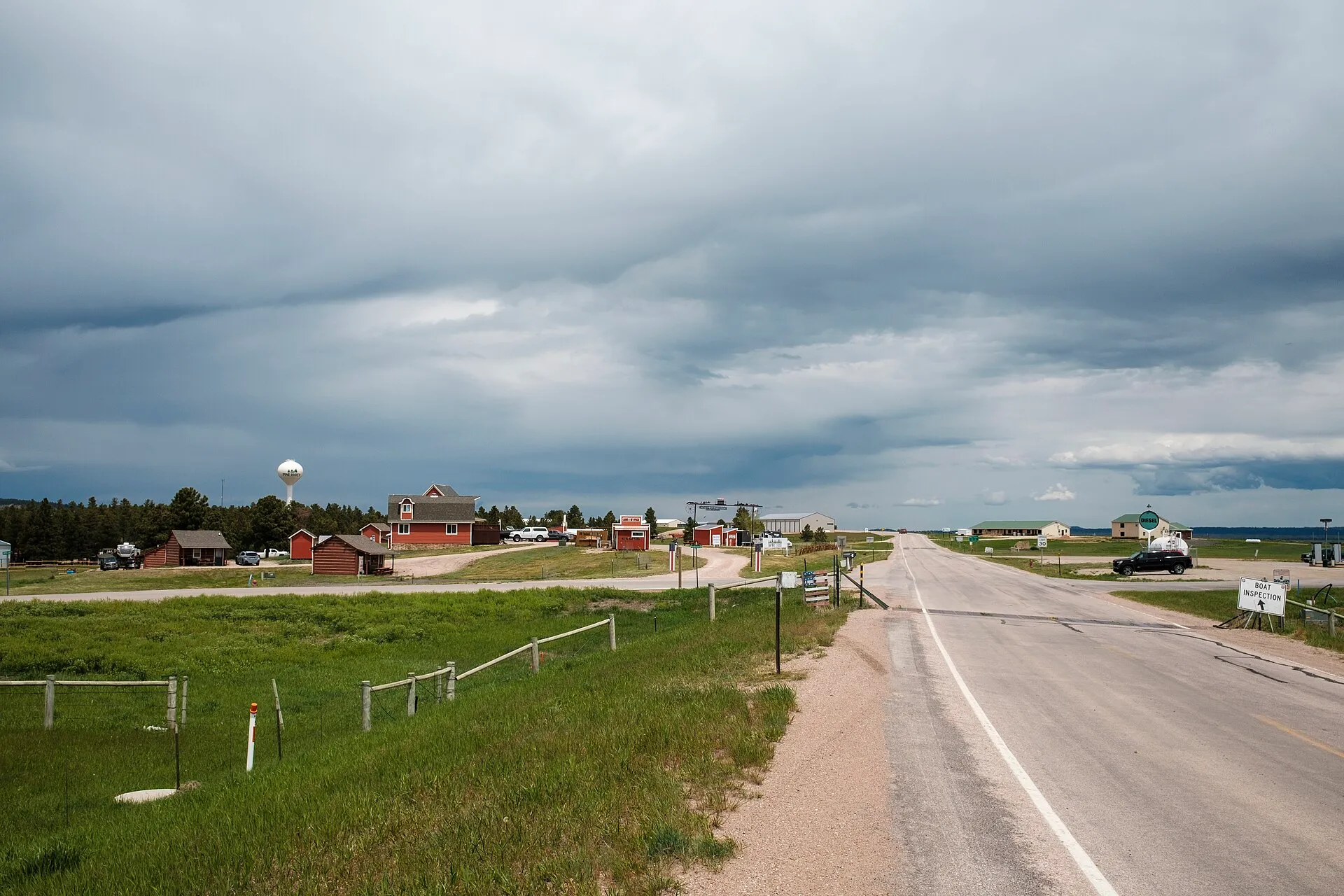 Road into the small town of Pine Haven, Wyoming.