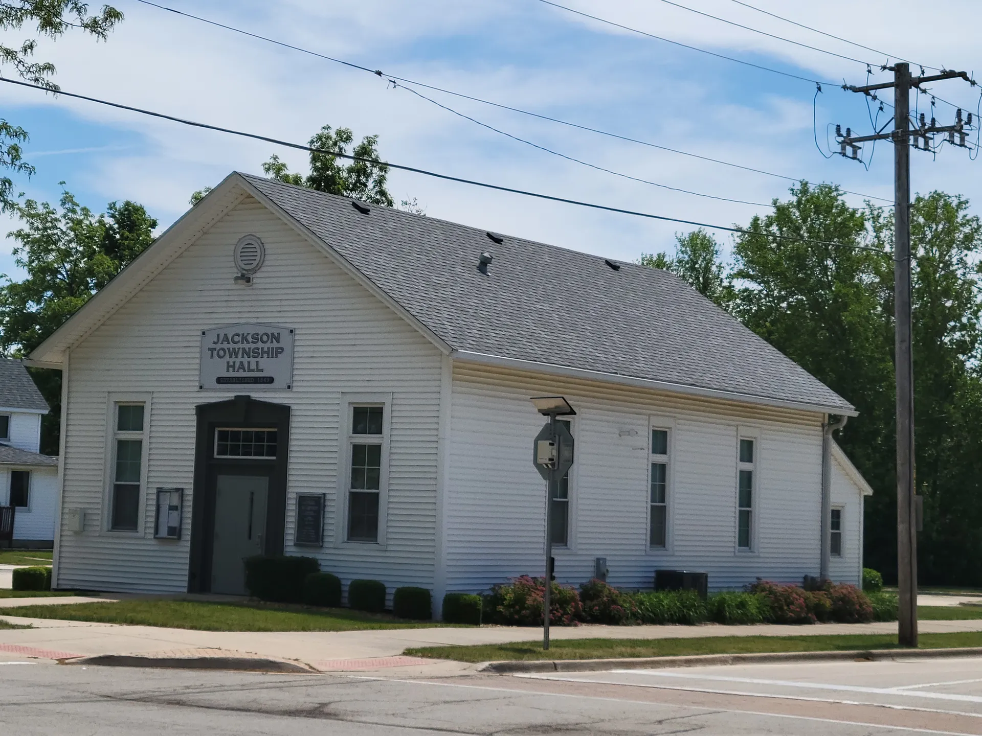 Historic Jackson Township Hall in Elwood, Illinois.
