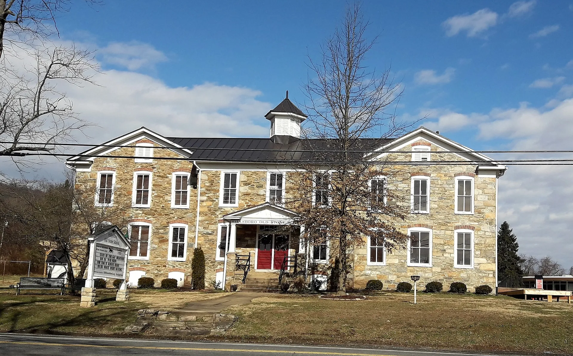 Historic Old Stone School in Hillsboro, Virginia.