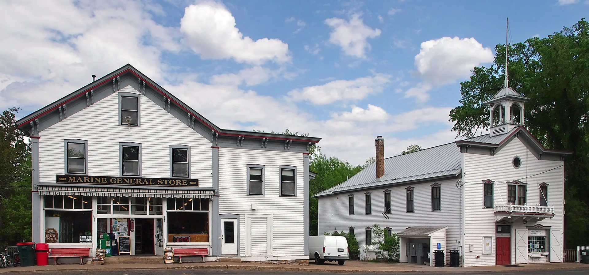 Historic buildings in Marine on St. Croix, Minnesota.
