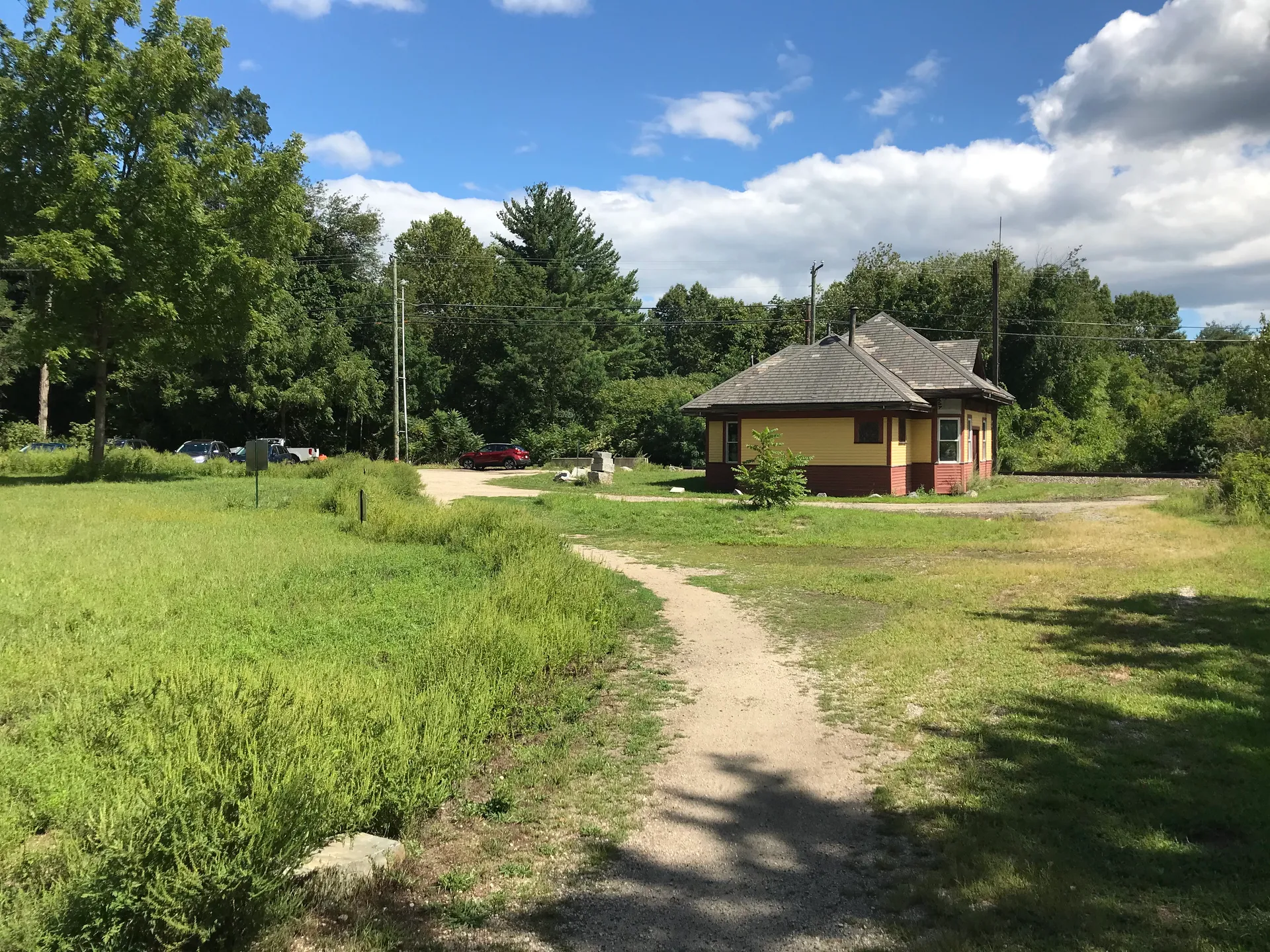Rockingham Junction B&M station and trail in Newfields, New Hampshire.
