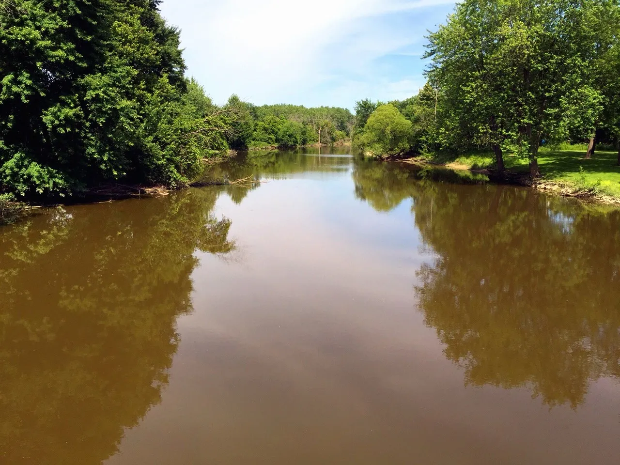 Bad River flowing through St. Charles, Michigan.