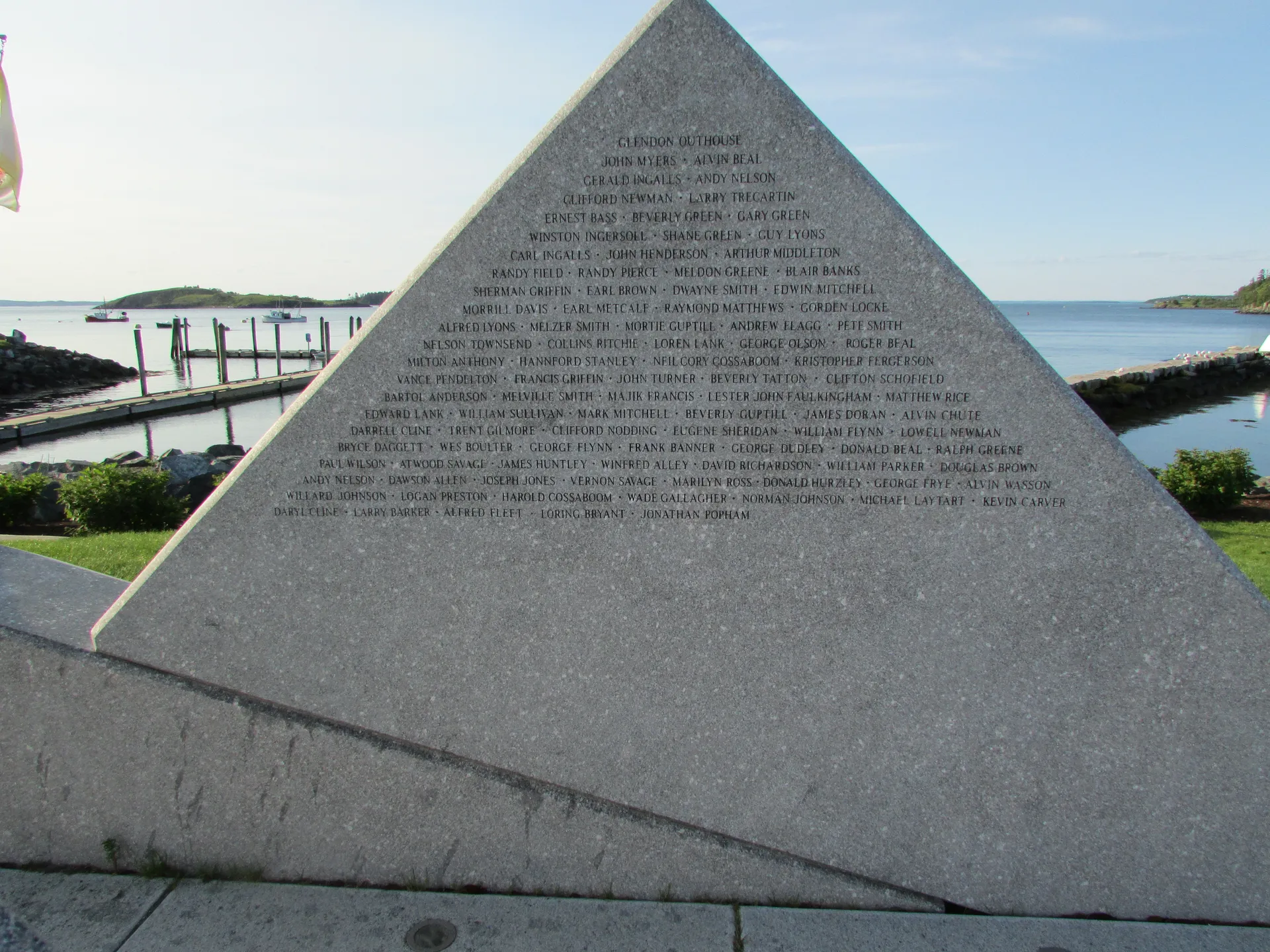 Lost Fishermen's memorial overlooking the water in Lubec, Maine.