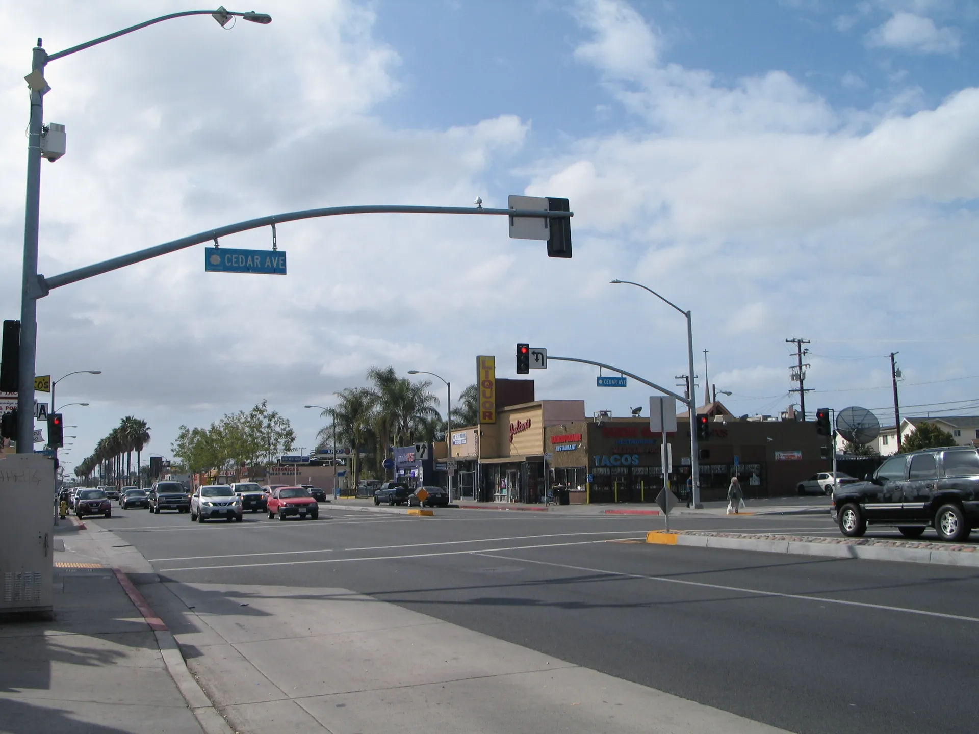 Long Beach Boulevard at Cedar Avenue in Lynwood, California.