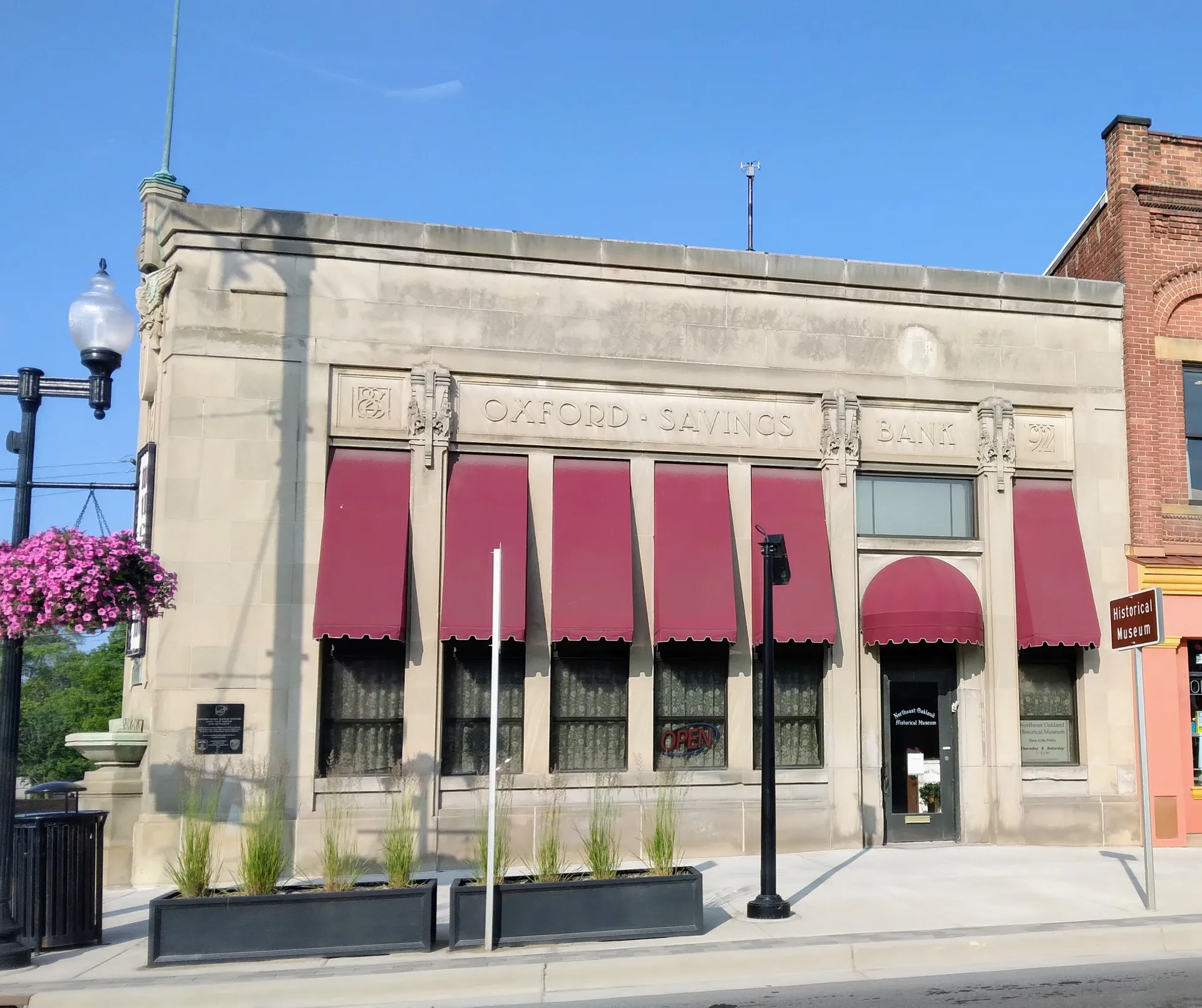 Historic Oxford Savings Bank building in Oxford, Michigan.
