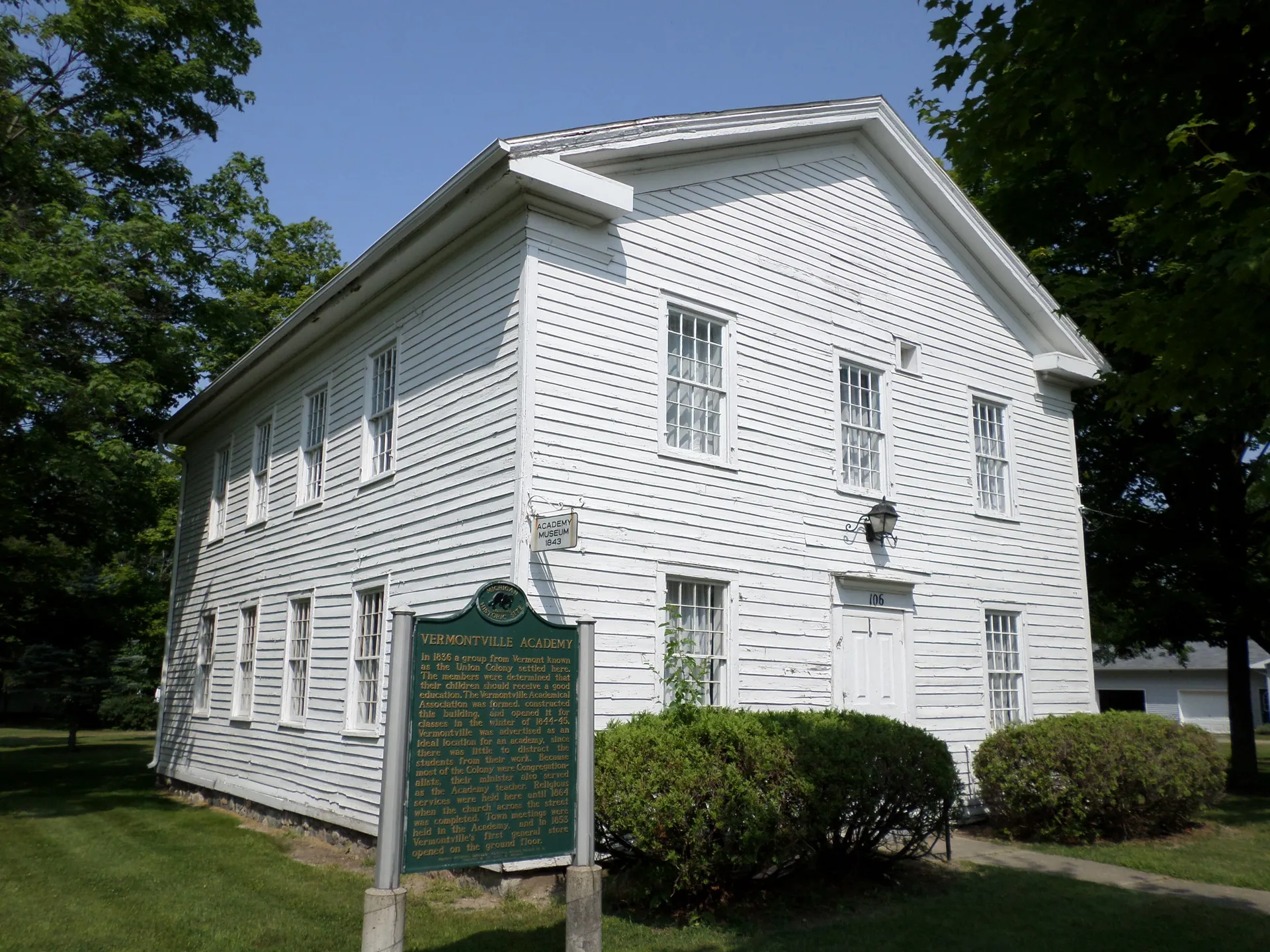 Historic Vermontville Academy building in Vermontville, Michigan.