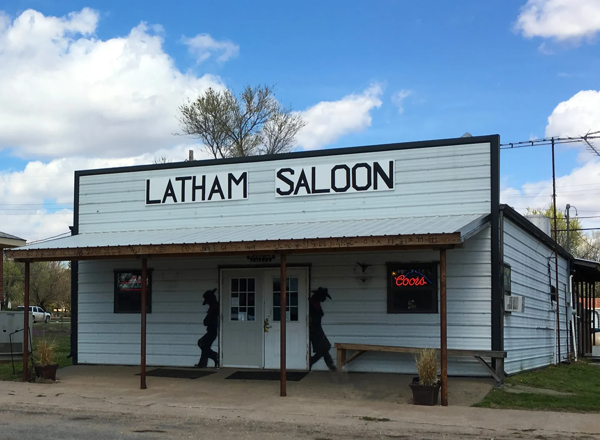Historic Latham Saloon building in Latham, Kansas.