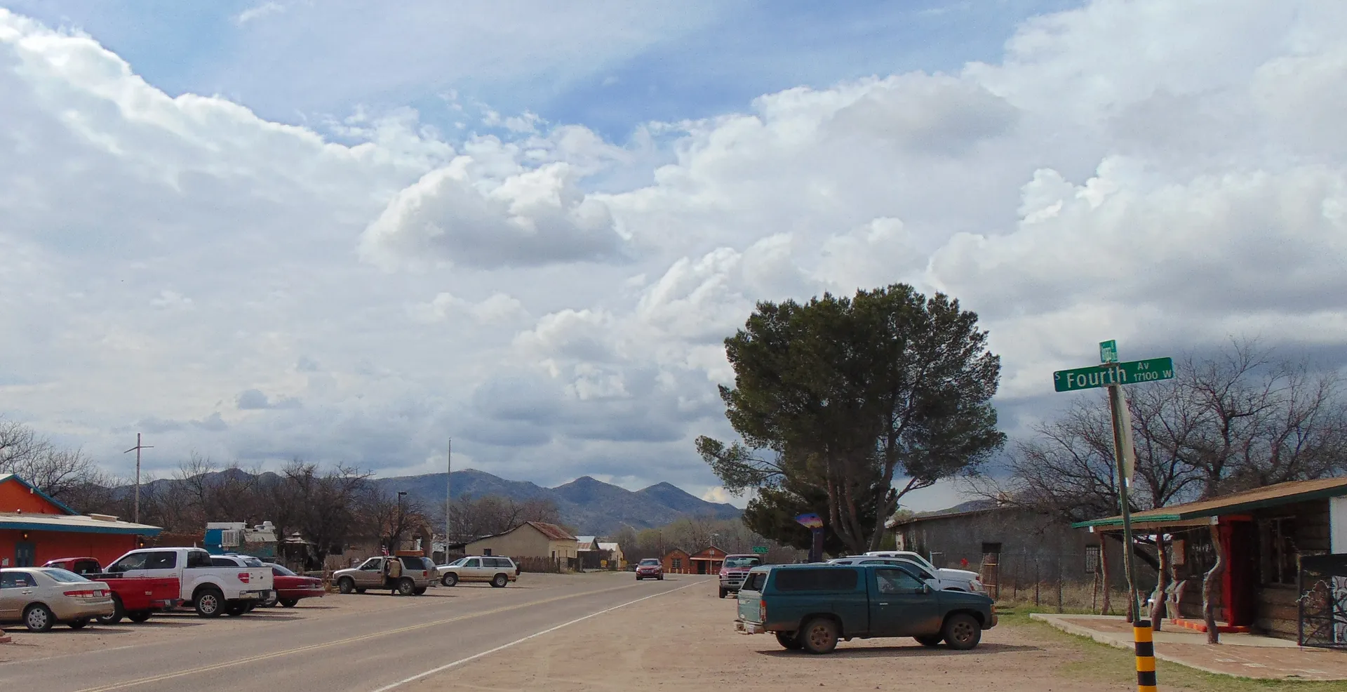 Facing west down Main Street in Arivaca, Arizona.