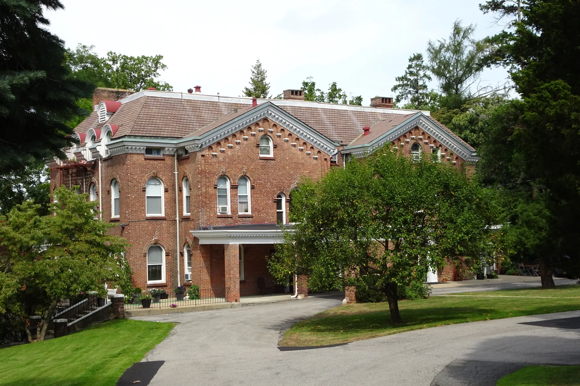 Historic brick building on North Broadway in Irvington, New York.