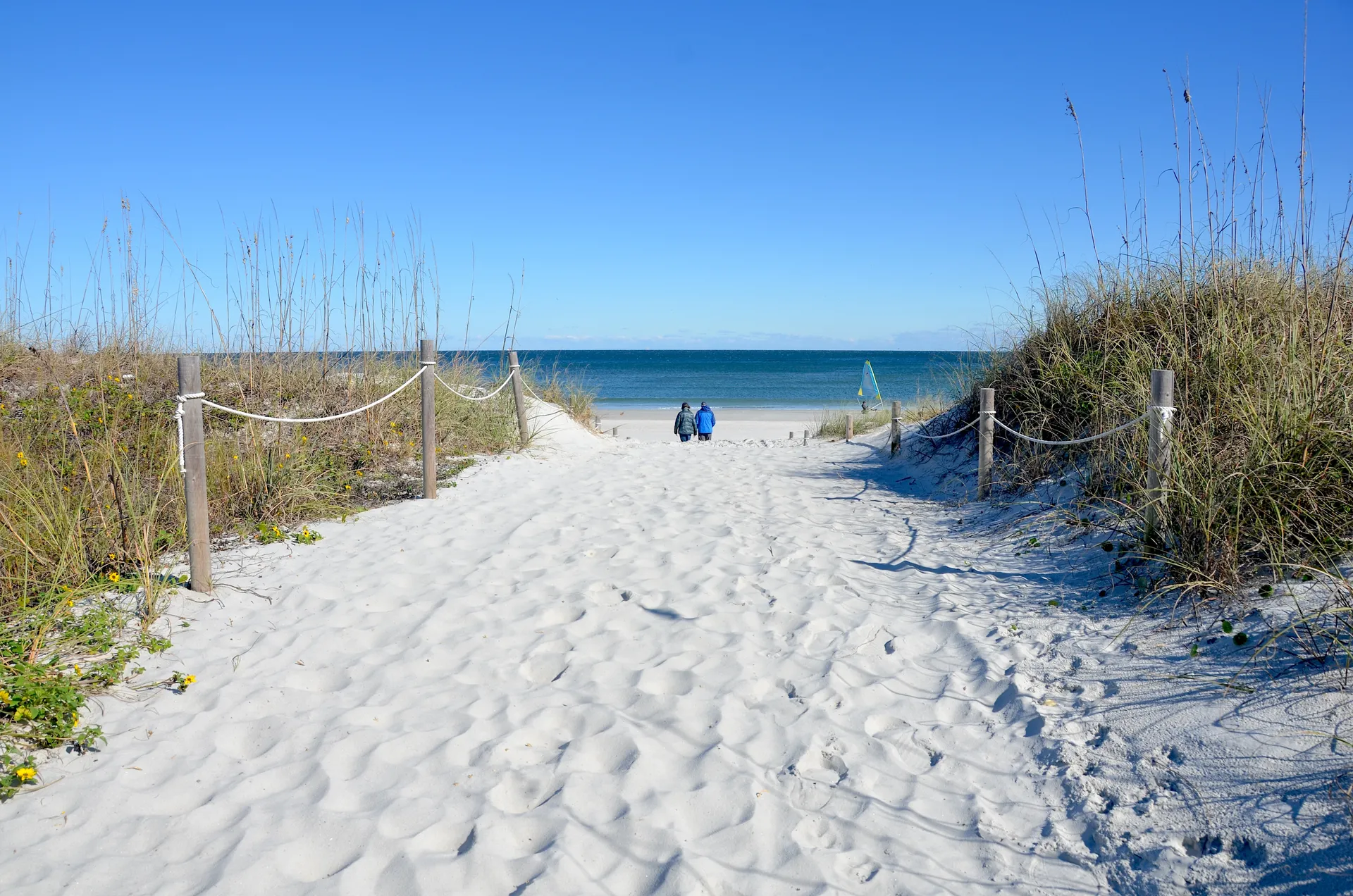 A sandy beach access path in Atlantic Beach, Florida.