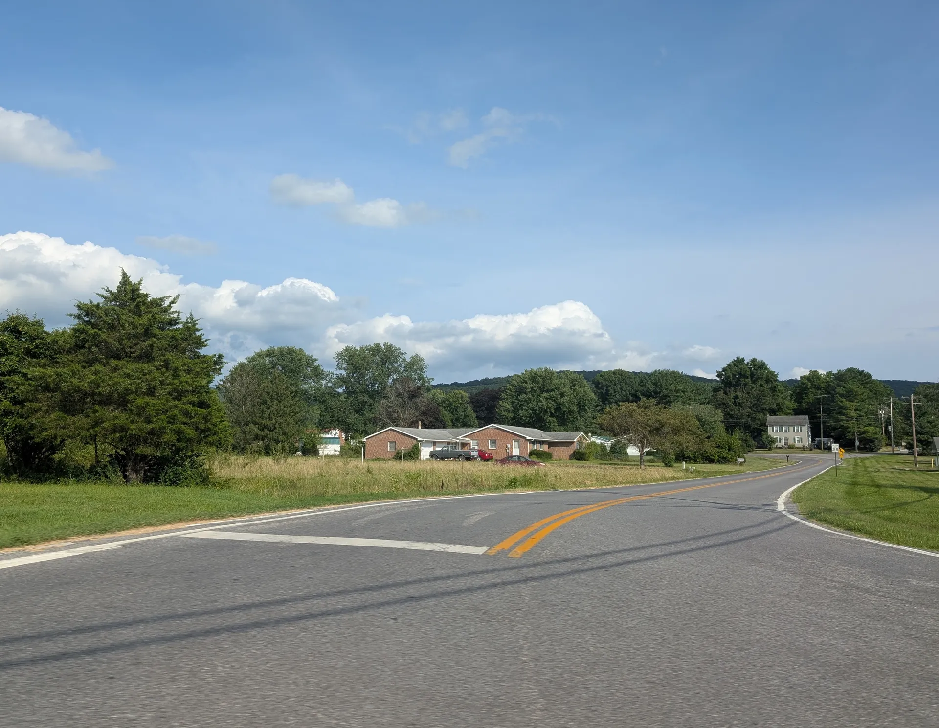 Country road through the rolling landscape of San Mar, Maryland.