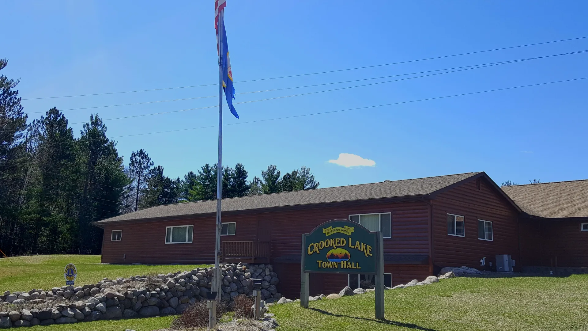 Crooked Lake Town Hall building in Minnesota.