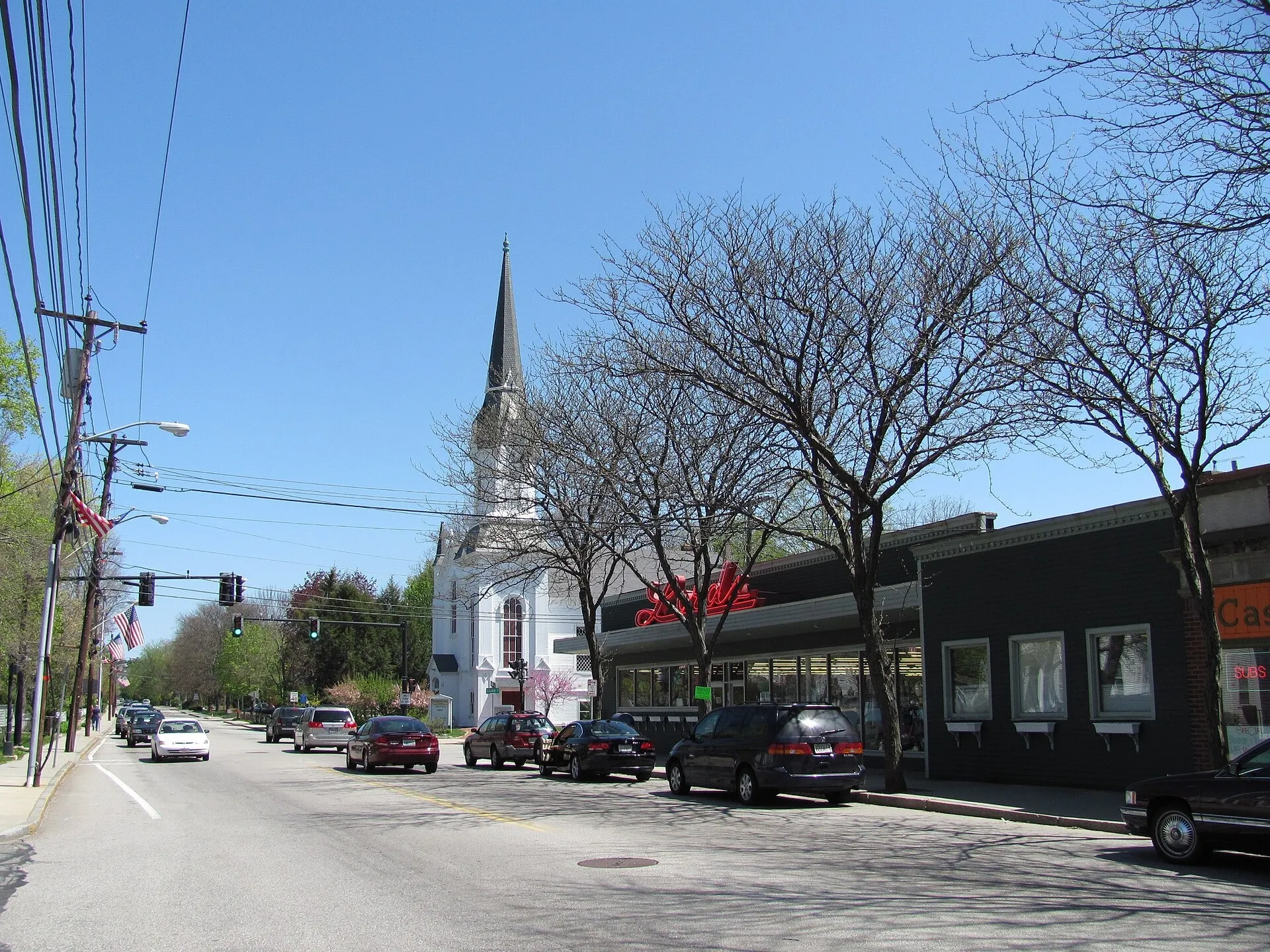 Main Street, Medfield MA. Medfield Town, MA.