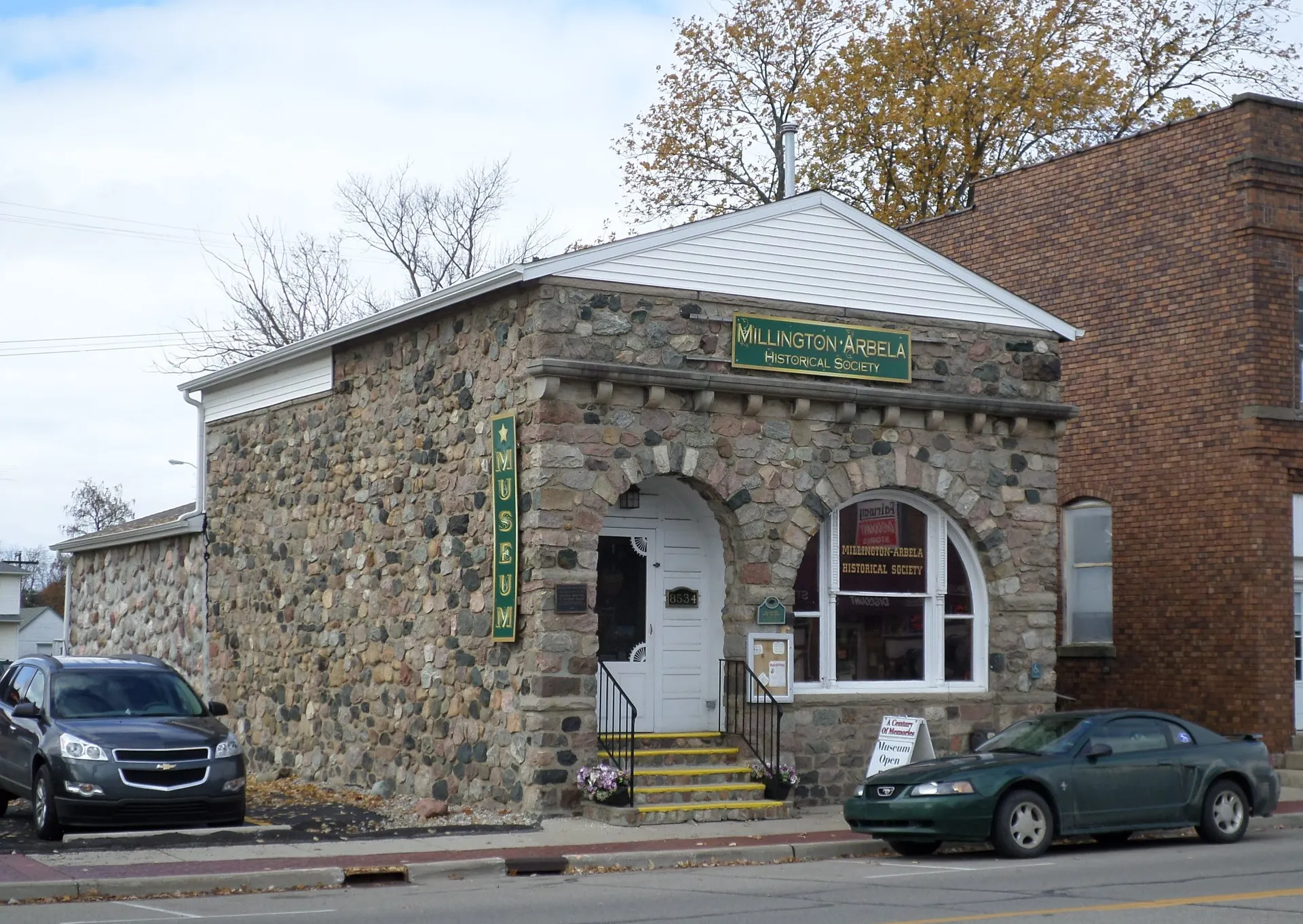 Historic Millington Bank Building in Millington, Michigan.