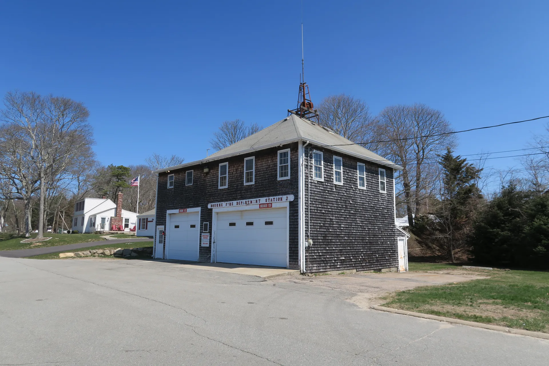 Bourne Fire Department Station 2 building in Monument Beach, Massachusetts.