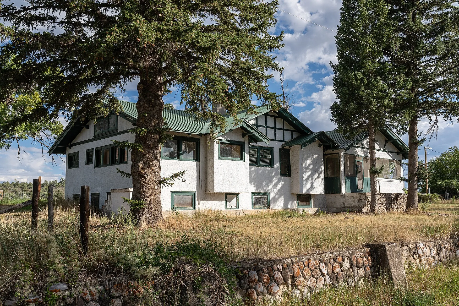 Hacienda among the trees in Los Ojos, New Mexico.