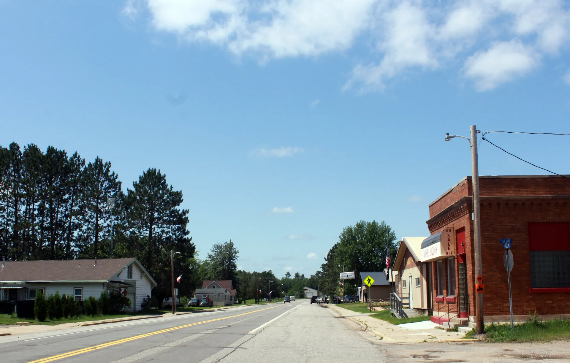 Bridge Street through Warba, Minnesota.