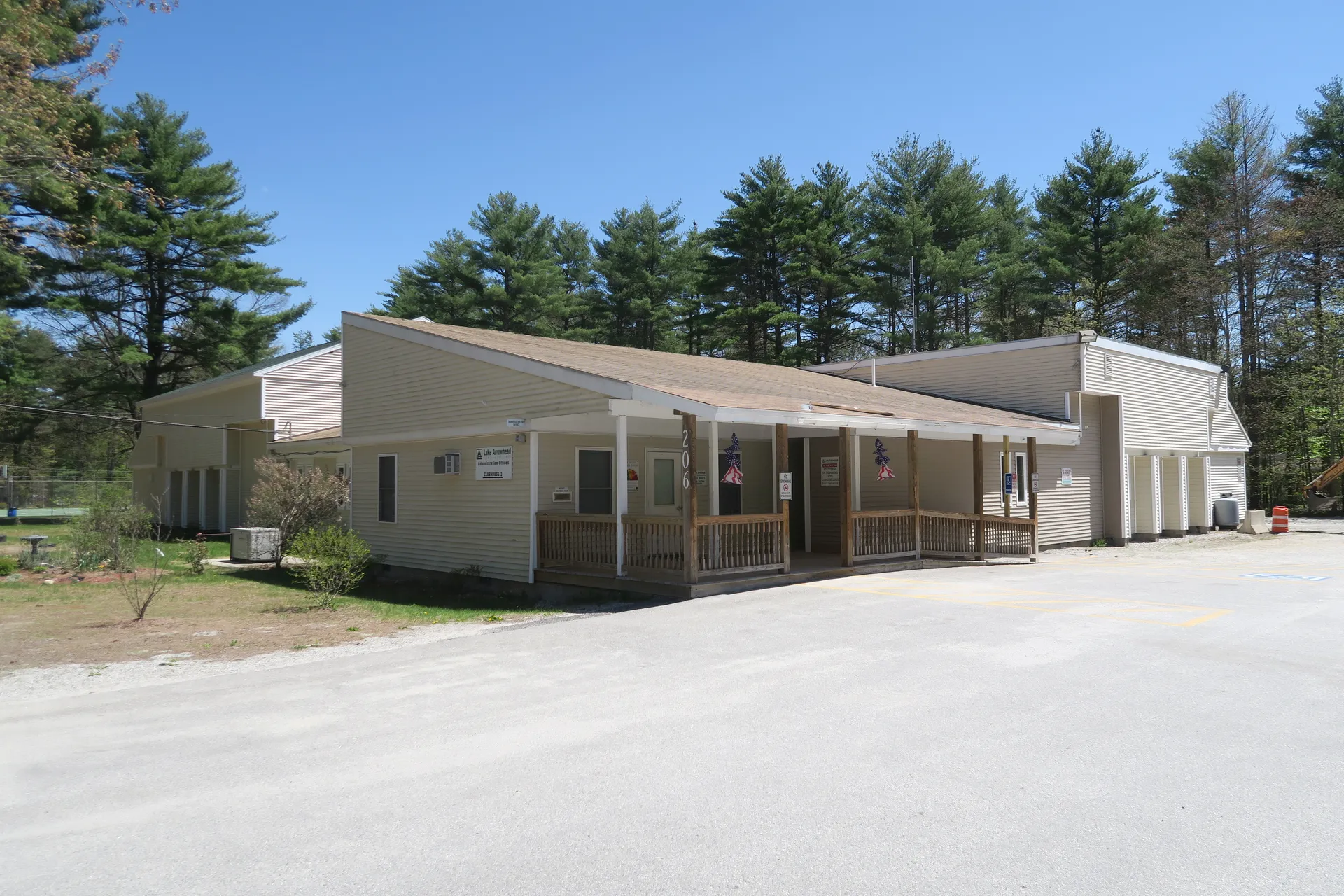 Community building at Lake Arrowhead, Maine.