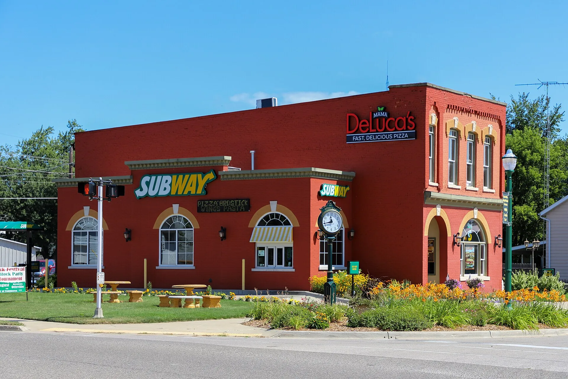 Historic E.S. Swayze Drugstore and Mason Lodge in Otisville, Michigan.