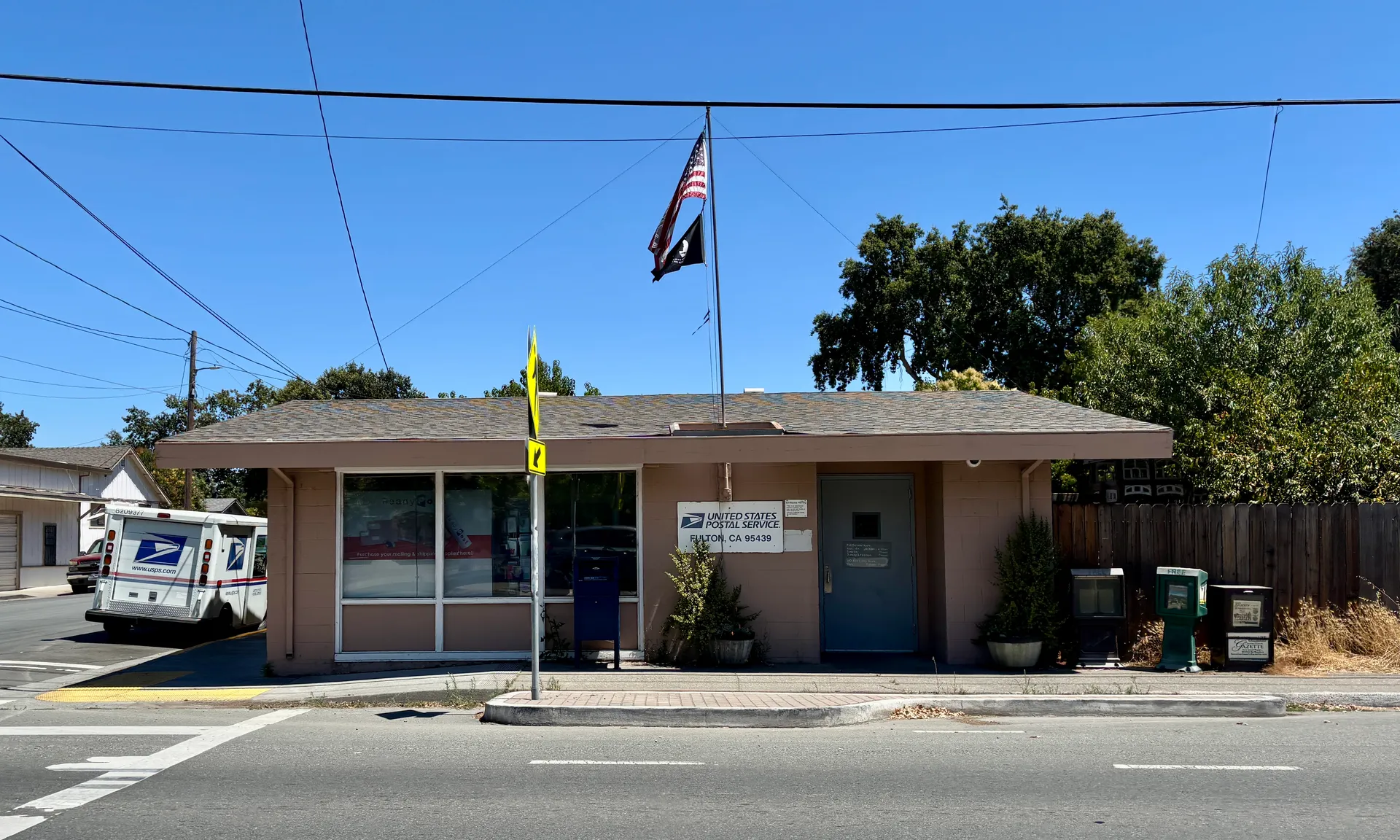 The post office in Fulton, California, photographed in 2025.
