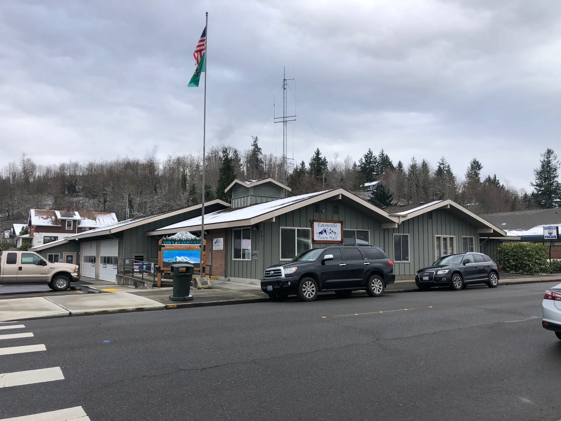 Eatonville Town Hall building in Eatonville, Washington.