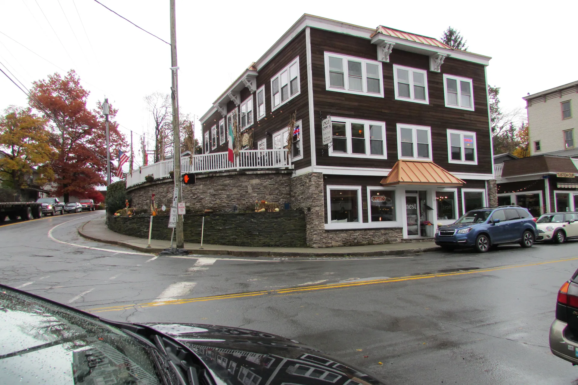 Historic three-story building on Main Street in Narrowsburg, New York.