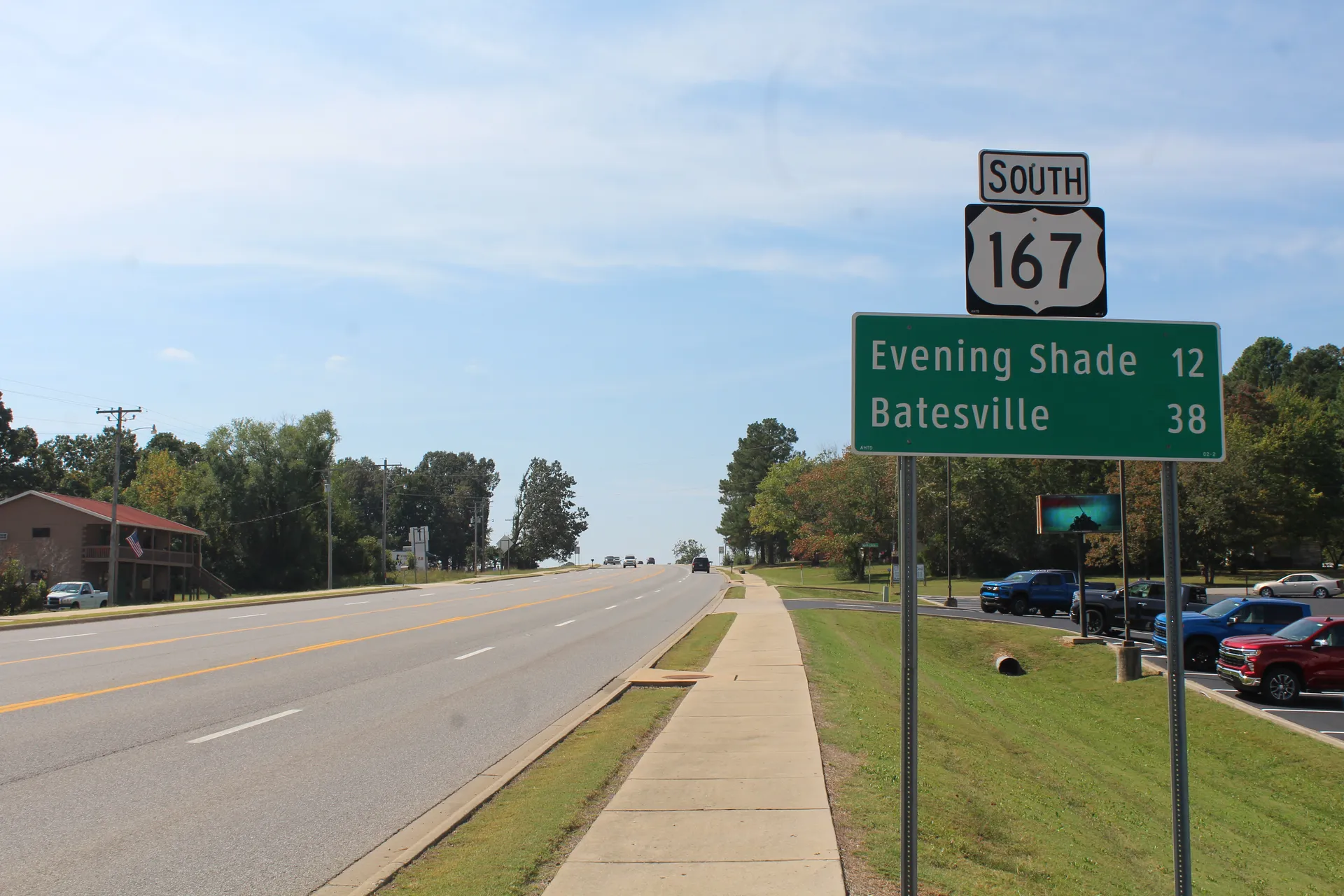 US 167 south from its northern terminus in Ash Flat, Arkansas