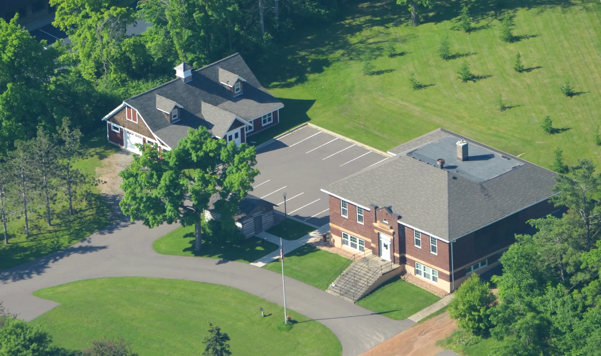 Aerial view of the Minnesota Pioneer Museum in Long Lake, Minnesota.