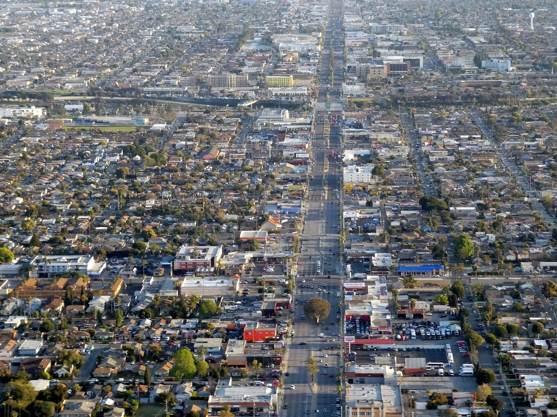 Aerial view of Hawthorne Boulevard in Lennox, April 2024. Lennox, CA.