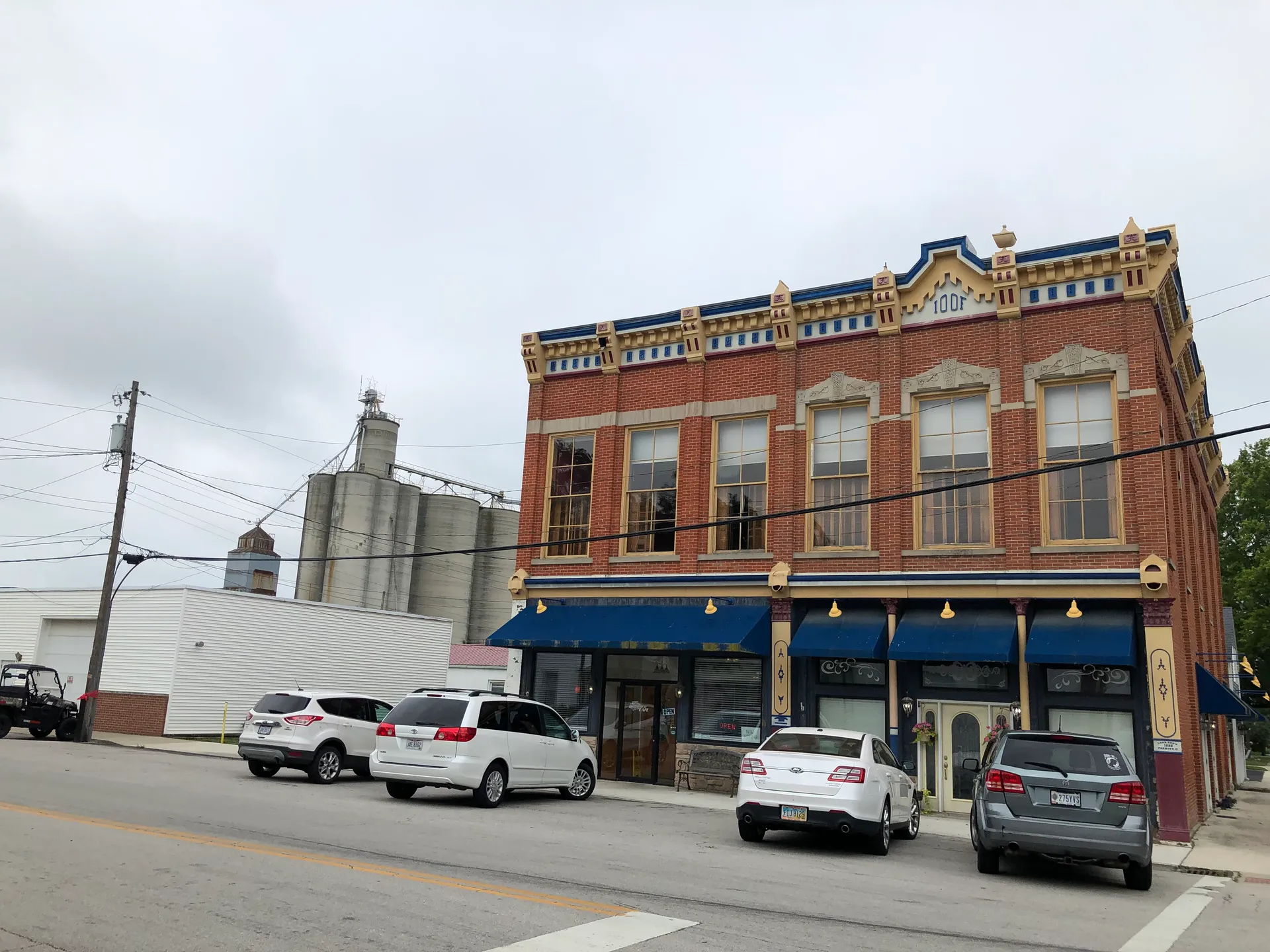 Historic brick commercial building in Vanlue, Ohio.
