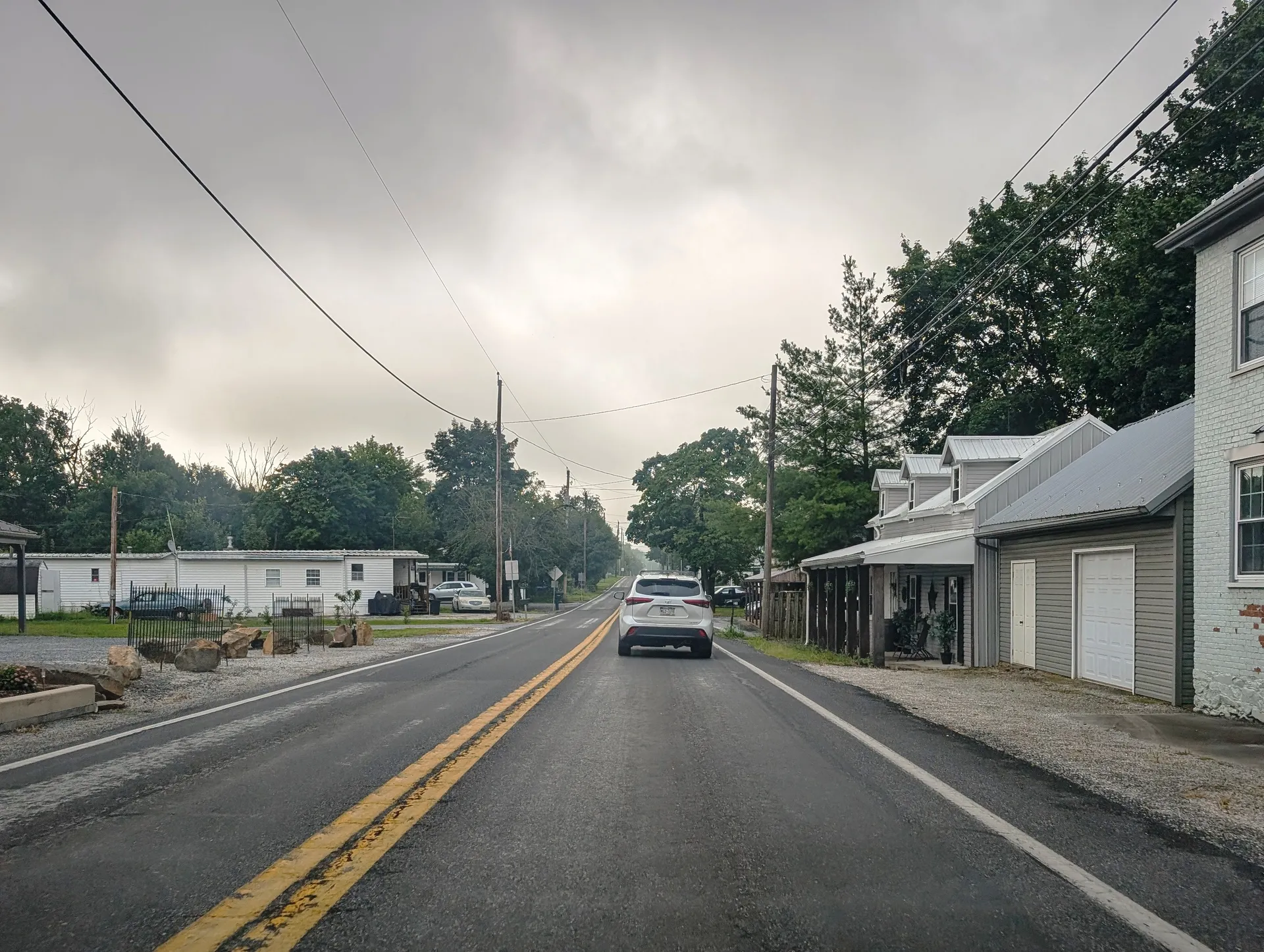Route 394 passes through Hunterstown in Straban Township, lined with old houses near Red Bridge Road.