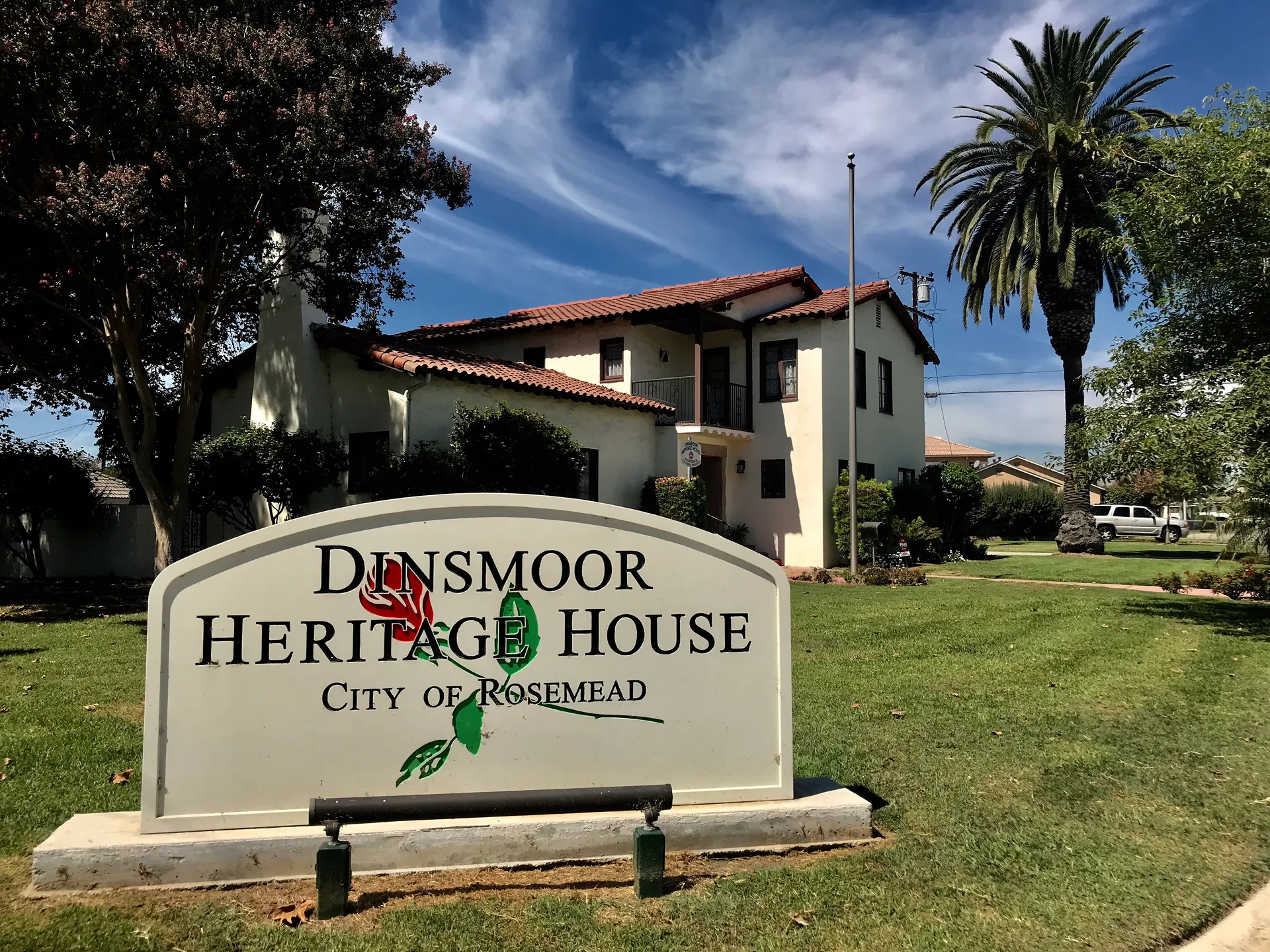 Dinsmoor Heritage House and museum grounds in Rosemead, California.