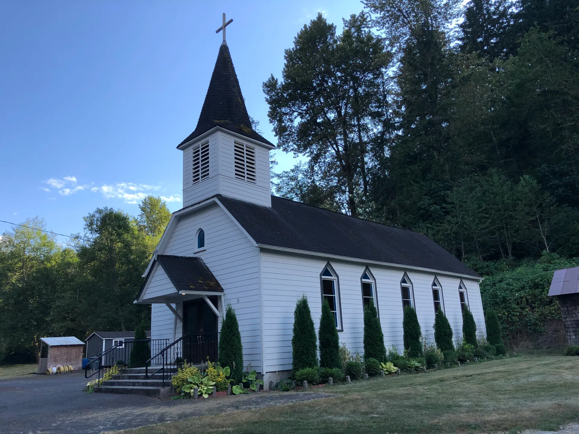 White Our Lady of Lourdes Catholic Church in Wilkeson, Washington.