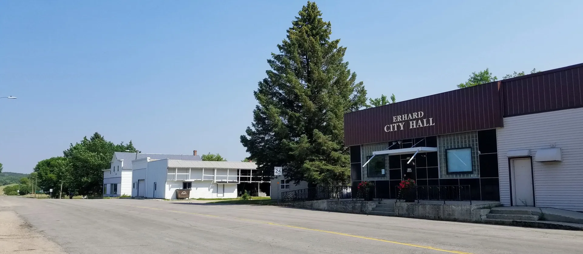 Erhard city hall building in Erhard, Minnesota.