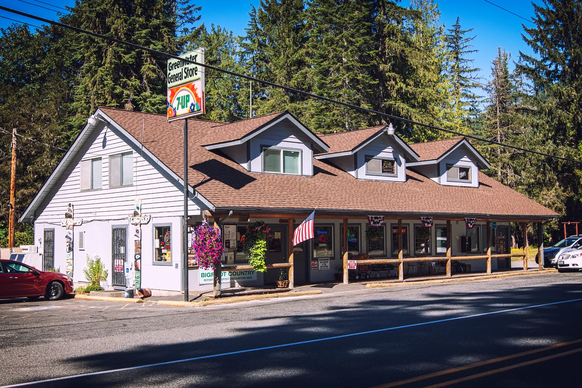 Greenwater General Store among the trees in Greenwater, Washington.