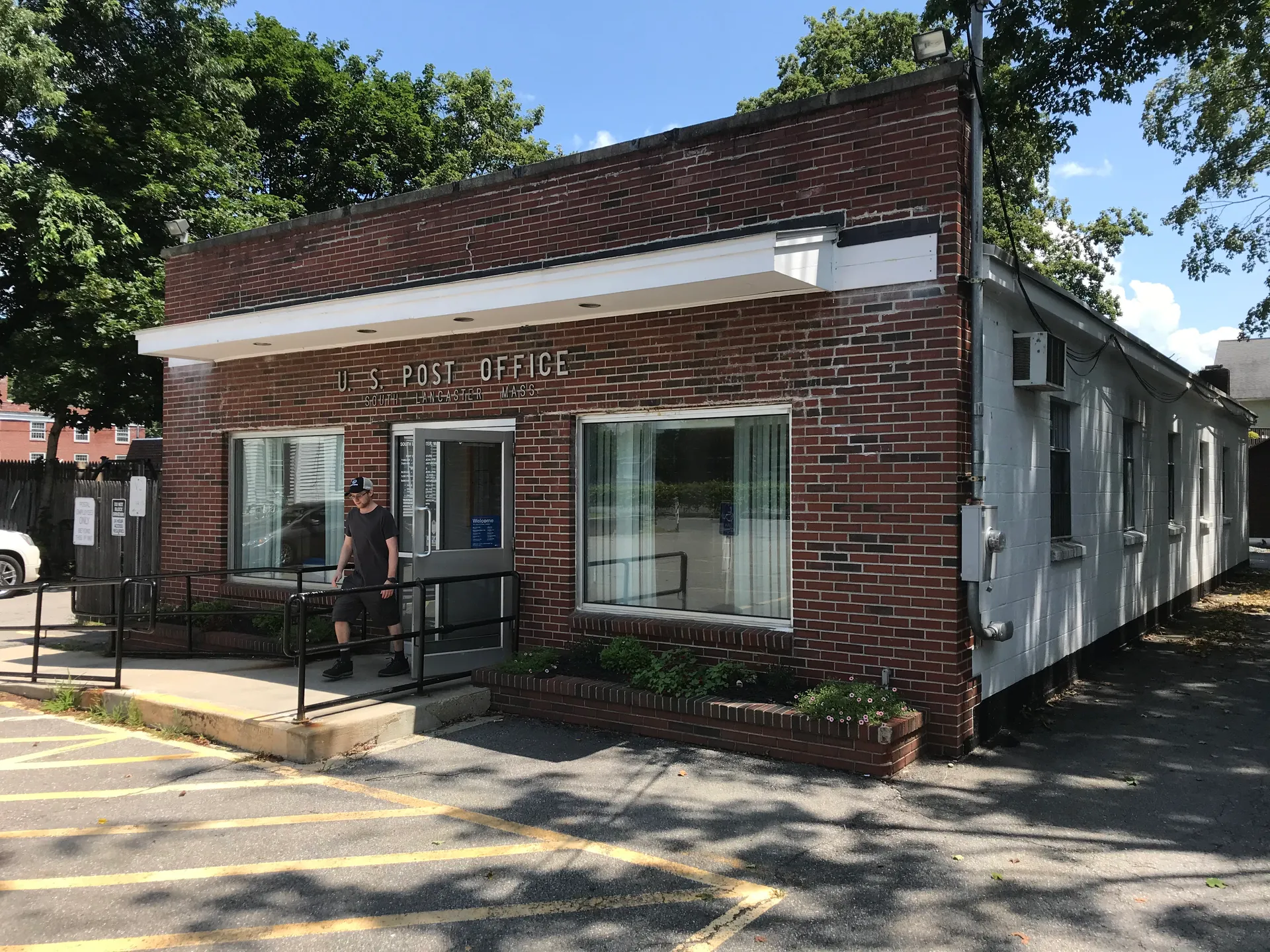 Brick post office building in South Lancaster, Massachusetts.