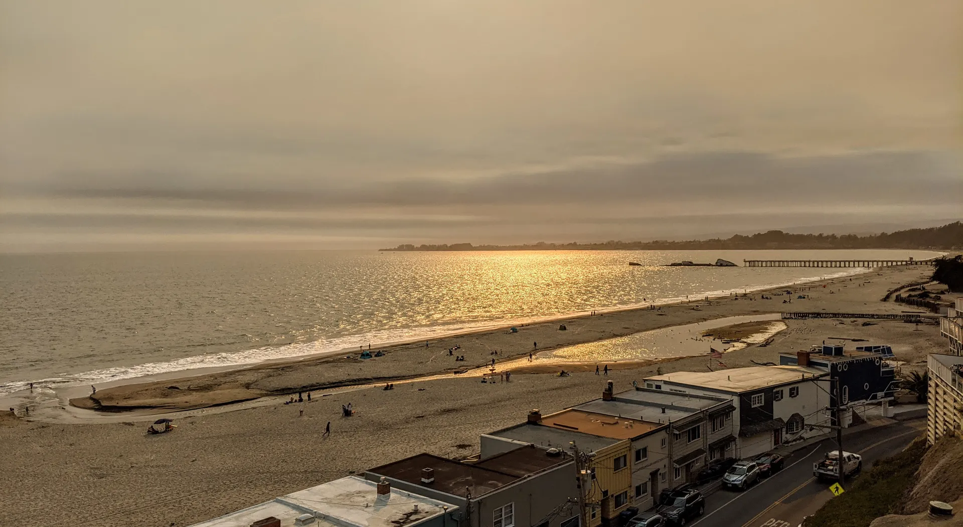 The mouth of Aptos Creek and the nearby beach in Aptos, California.