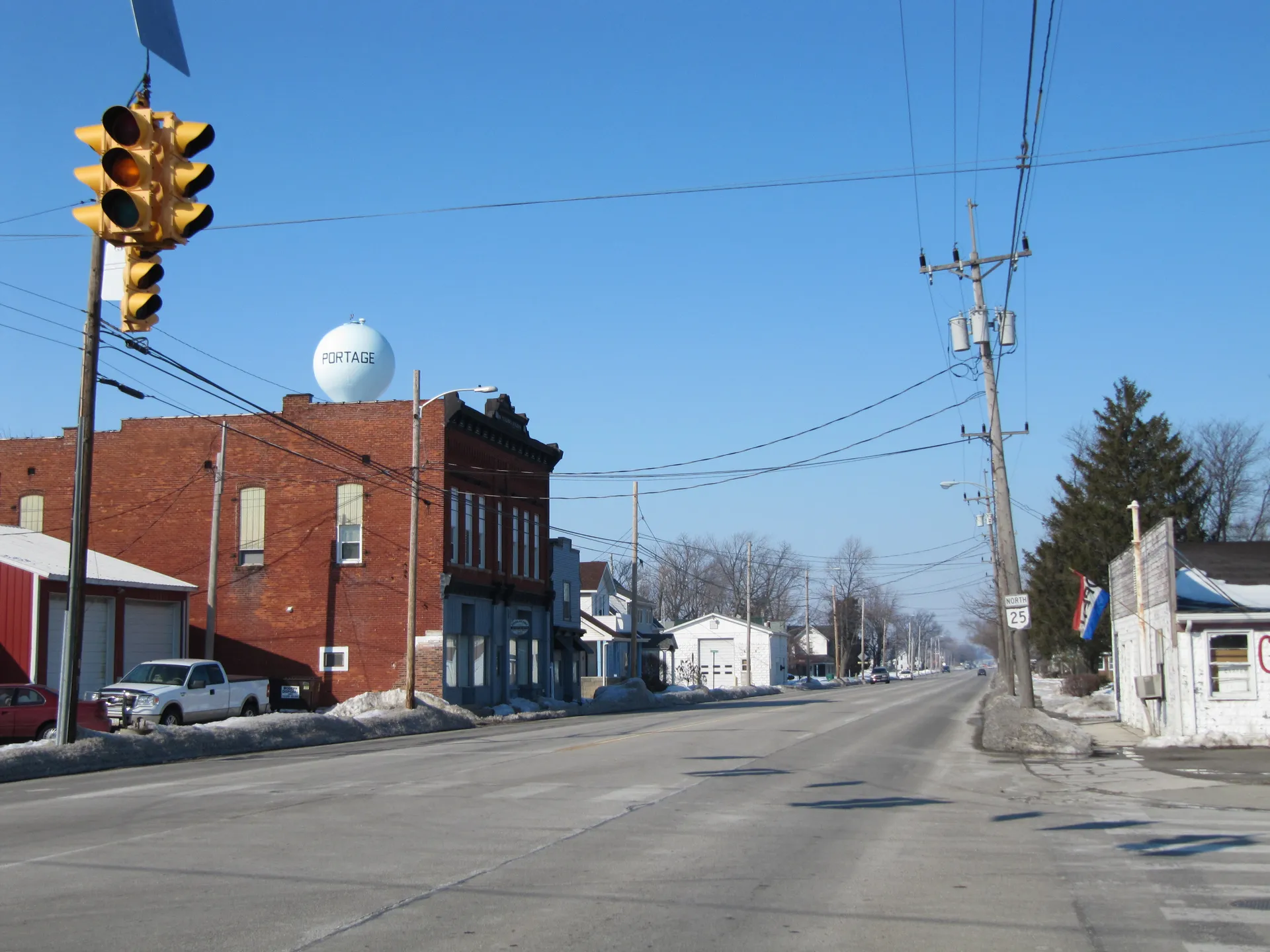The village streetscape along South Dixie Highway in Portage, Ohio.