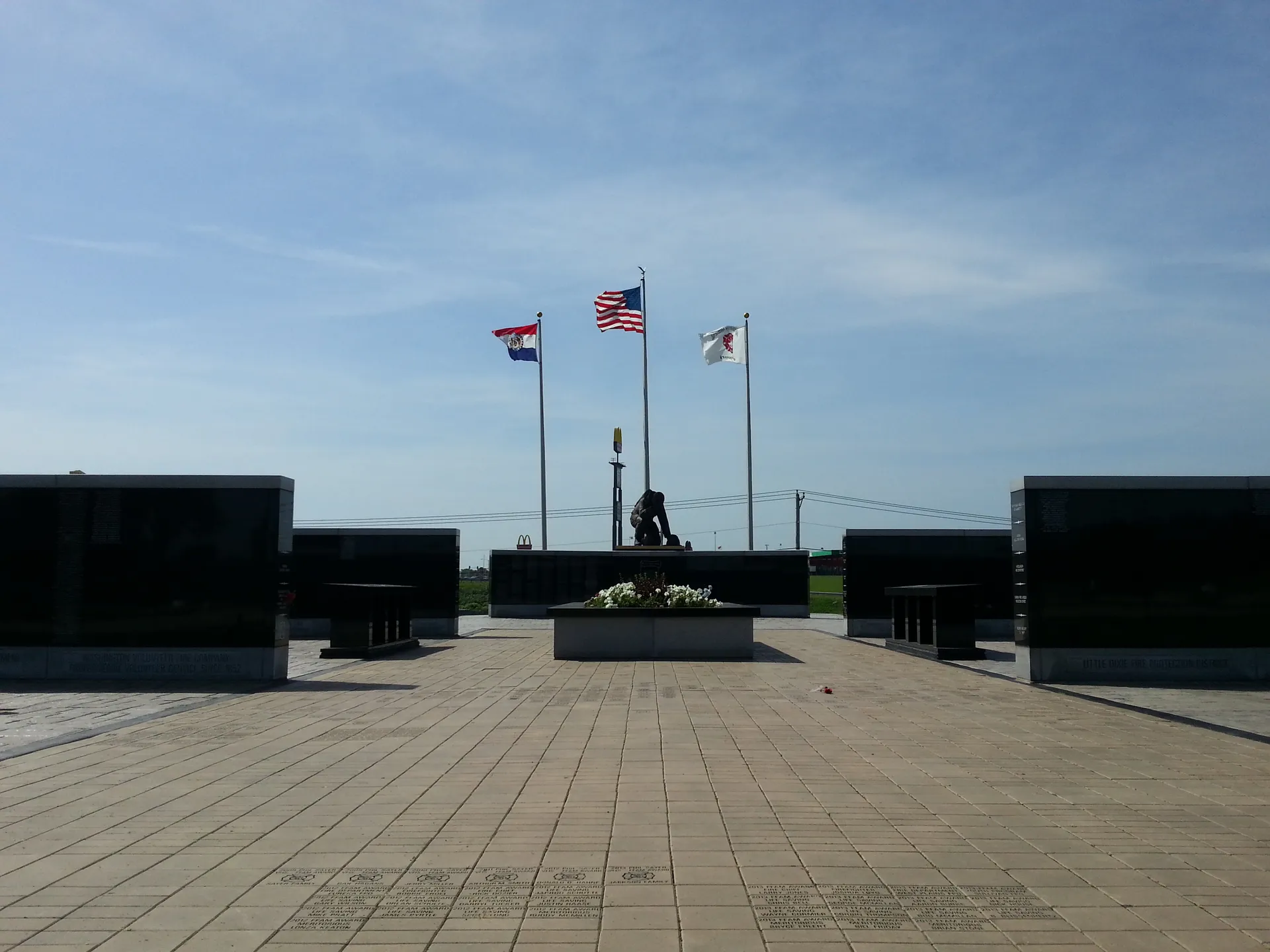 Fire Fighters Memorial walkway in Kingdom City, Missouri.