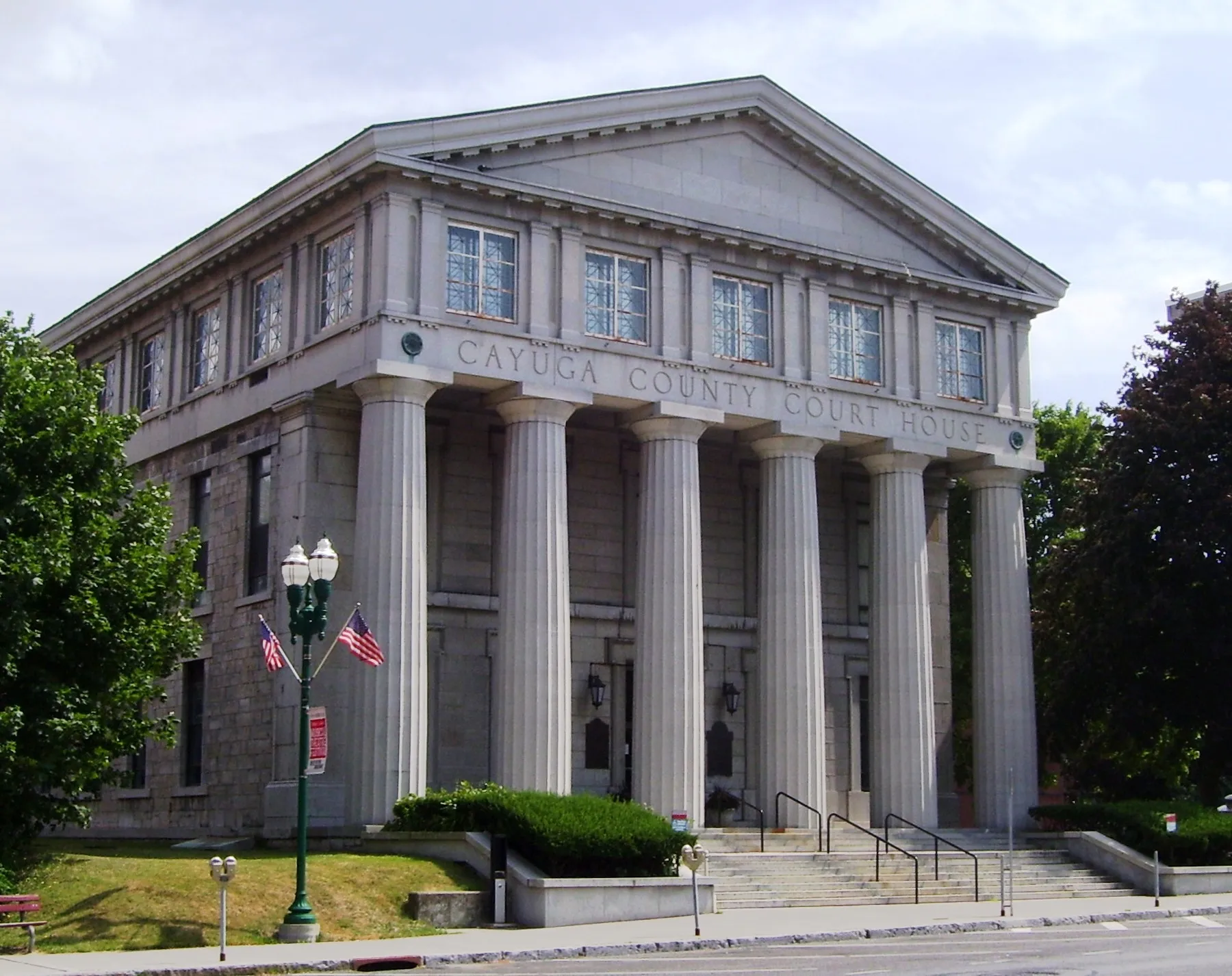 Columned Cayuga County Courthouse in Auburn, New York.