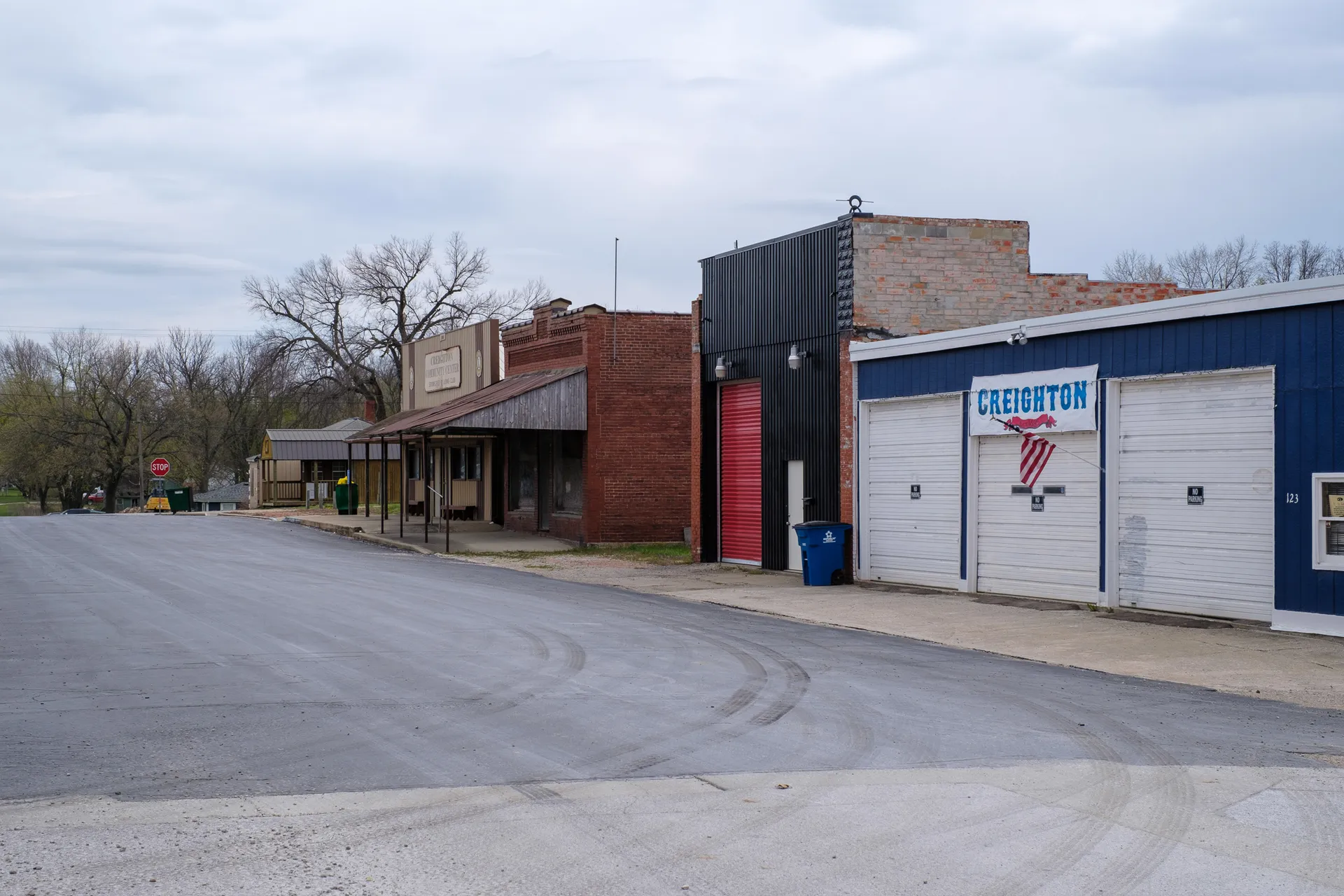 Main street buildings in Creighton, Missouri.