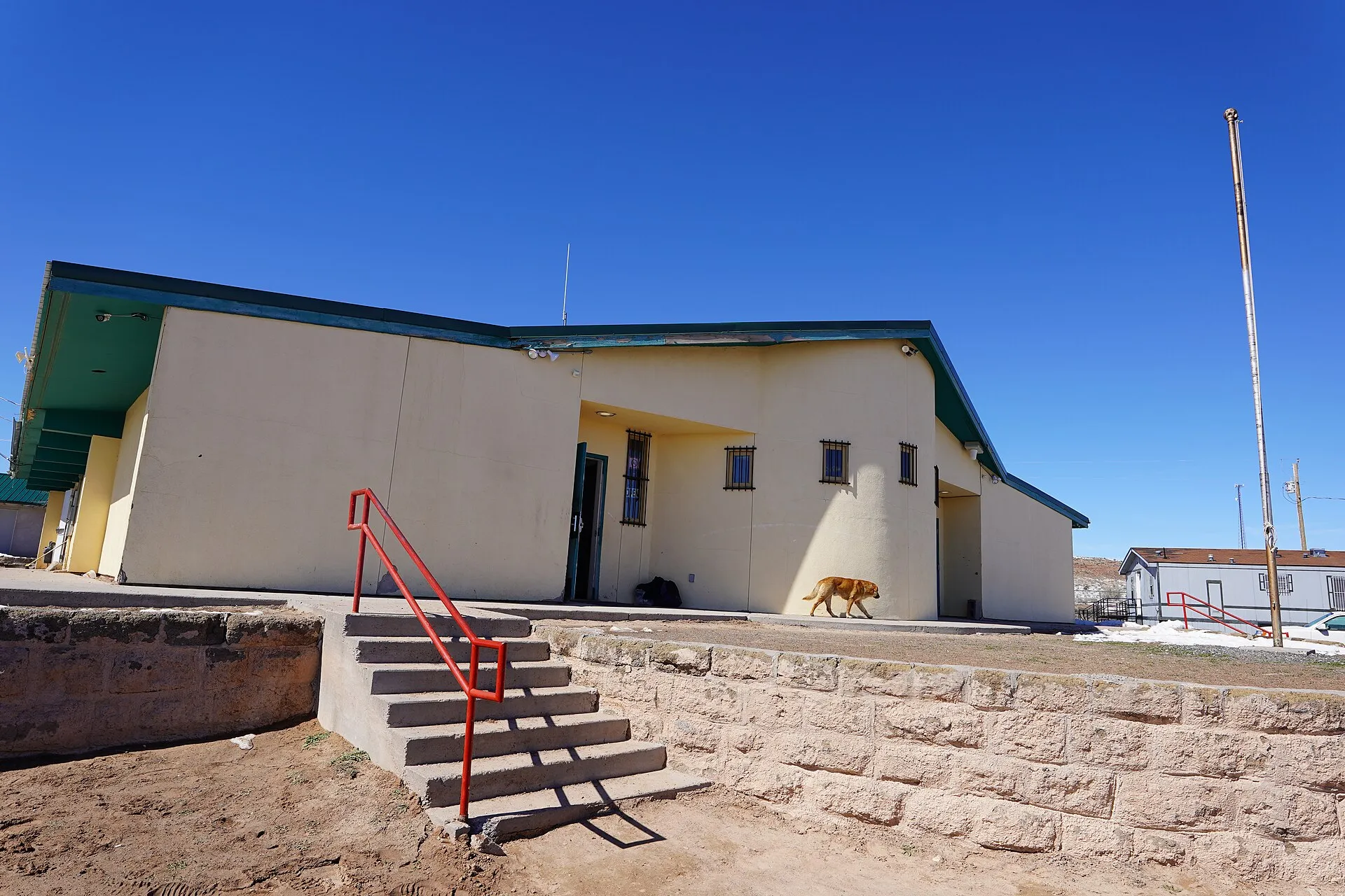 The photograph is of the Greasewood Chapter House of the Navajo Nation. Photograph taken on 2019-02-27T20:11:32Z.